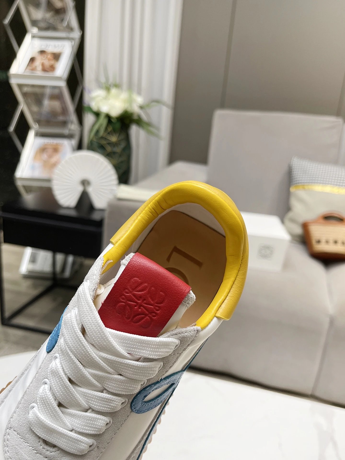 Loewe Hidden Heel Sneakers White Blue - Gallery Image 7 - Detailed View