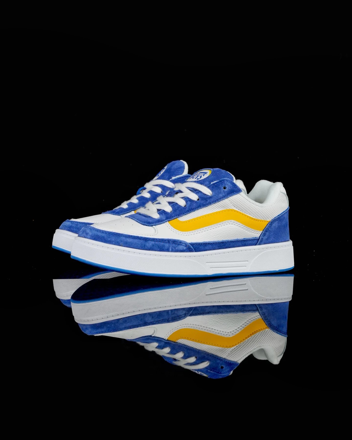 Retro Skate Suede Leather Sneakers Azure Yellow - Gallery Image 1 - Detailed View