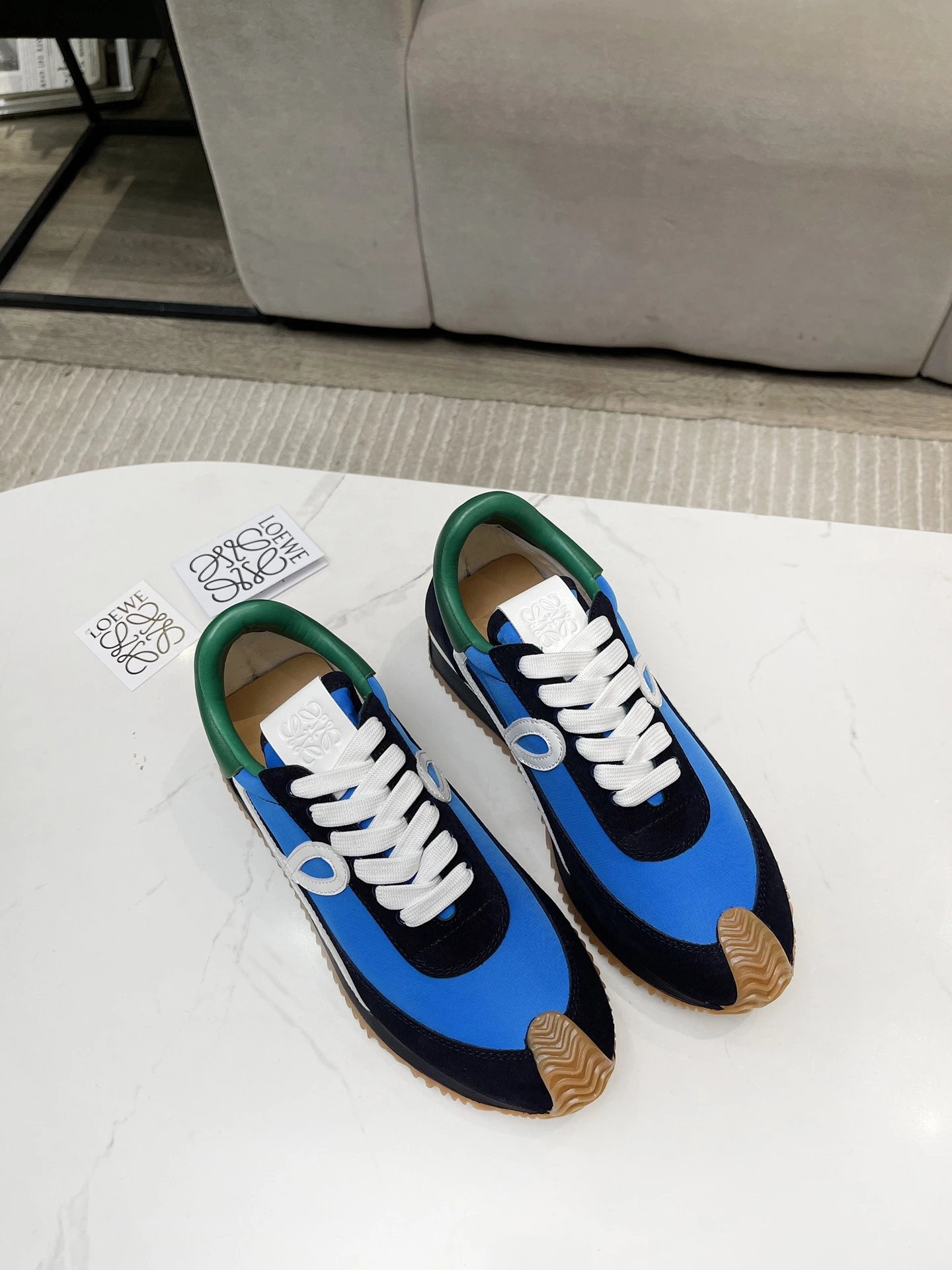 Loewe Hidden Heel Sneakers Blue White - Gallery Image 3 - Detailed View