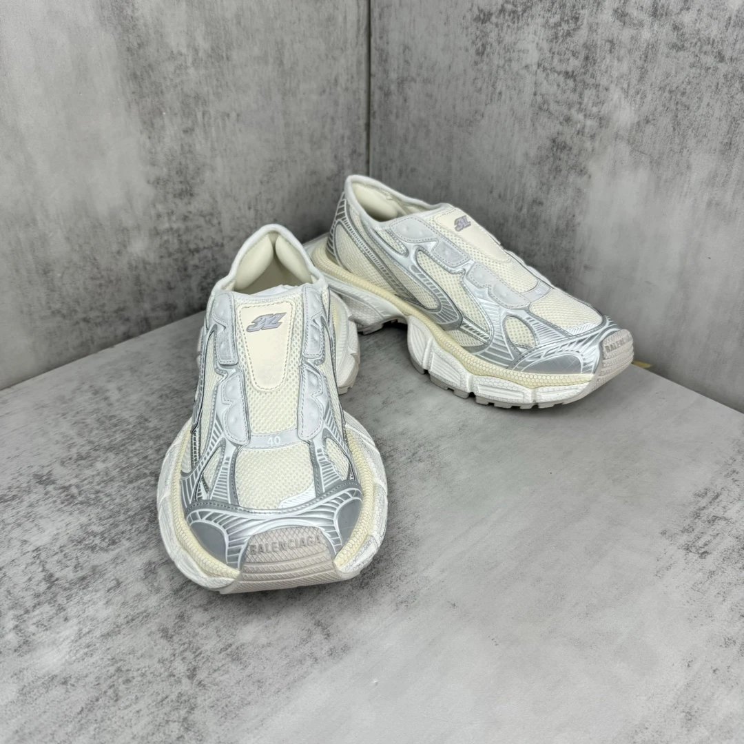 Chunky Mesh Slip-On Trainers Vintage White - Gallery Image 2 - Detailed View