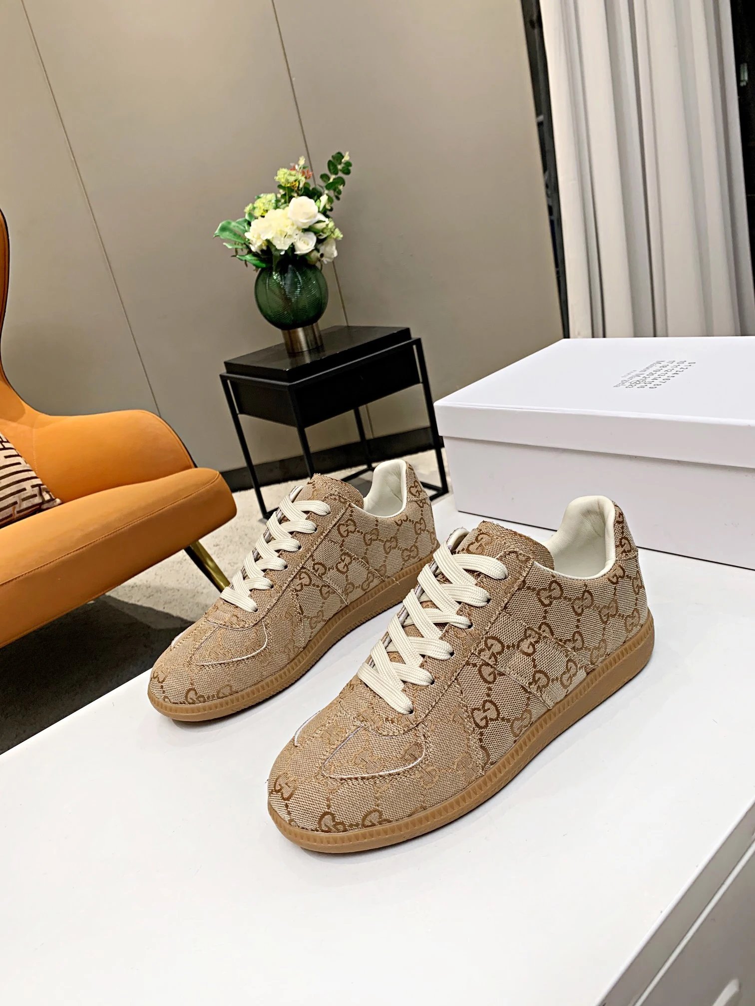 Maison Margiela MM6 Paisley Trainers Beige - Gallery Image 6 - Detailed View