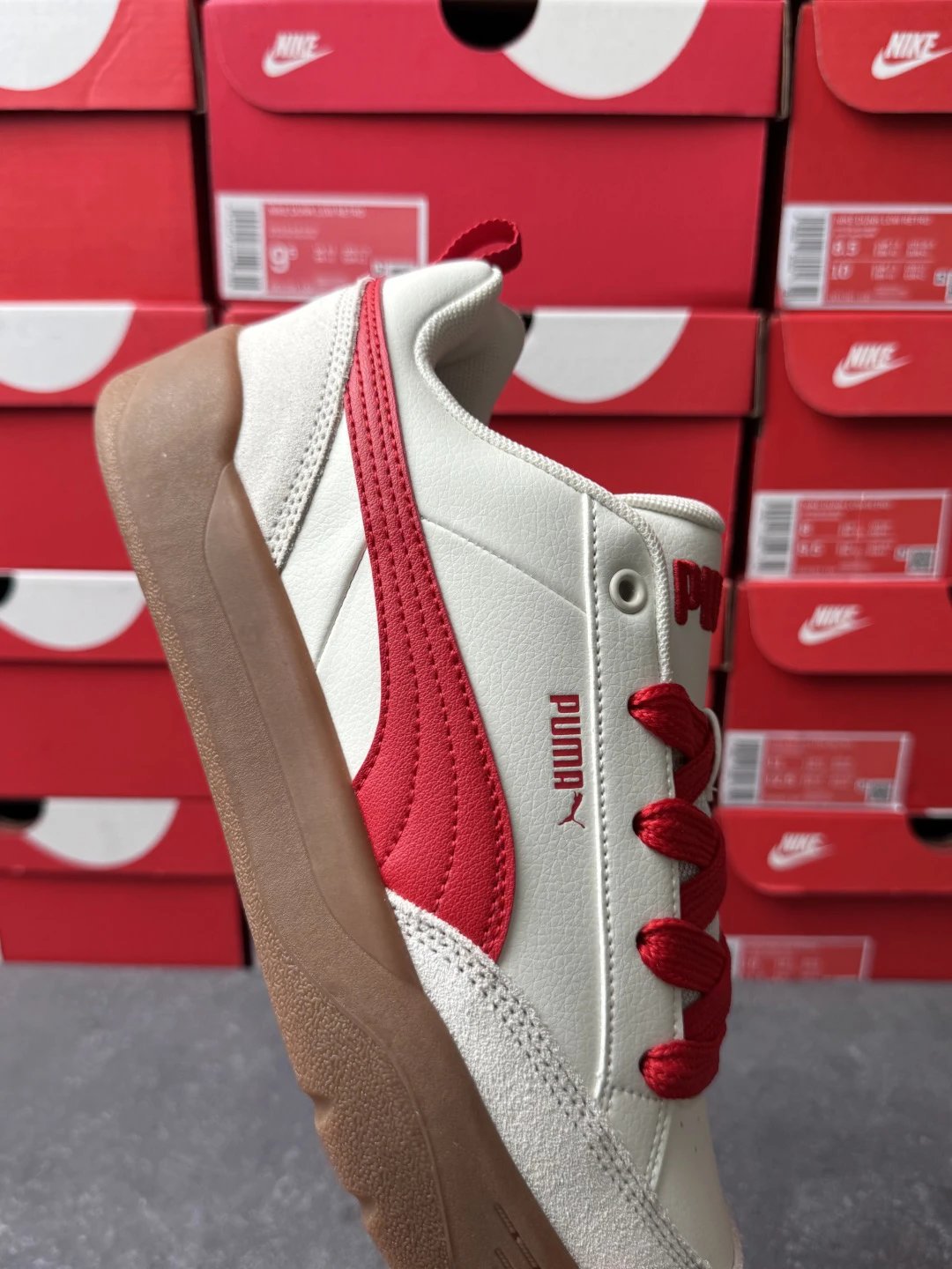 Puma Bread Sneakers White Red - Gallery Image 3 - Detailed View