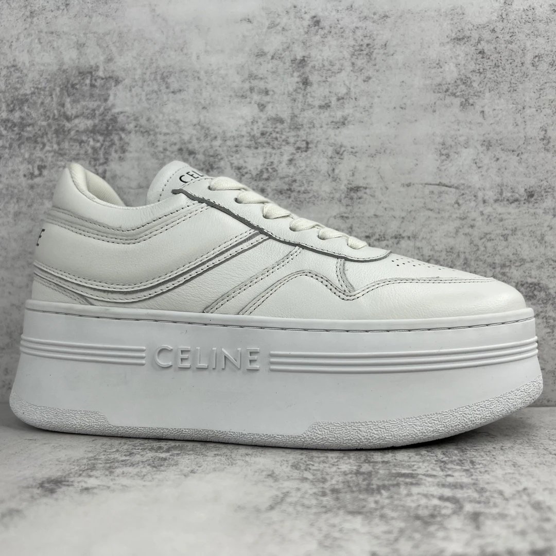 Platform Leather Sneakers Summer Casual Biscuit Sole Ivory - Gallery Image 6 - Detailed View