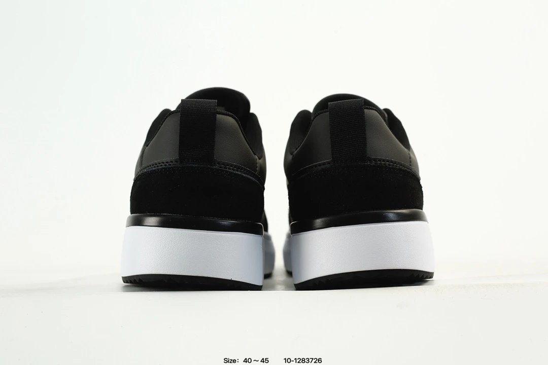 Low Top Leather Skate Sneakers Thick Sole Jet Black - Gallery Image 7 - Detailed View