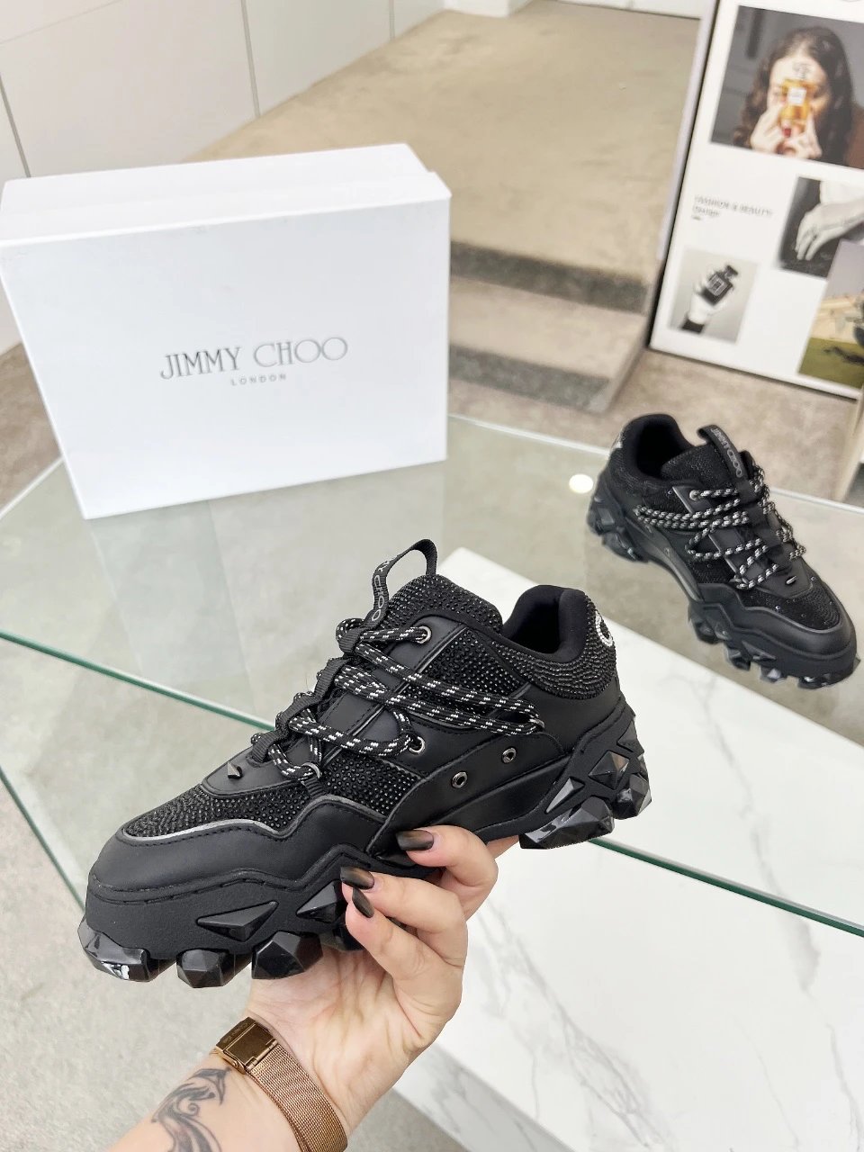 Jimmy Choo Diamond X II Sneakers Black - Gallery Image 6 - Detailed View