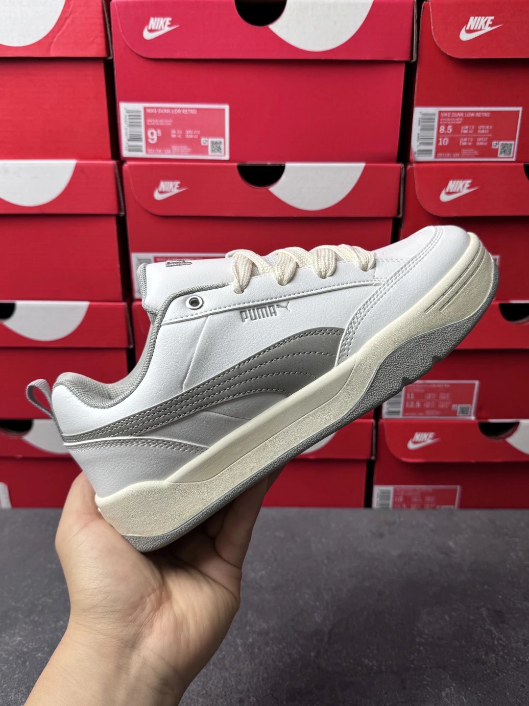 Puma Bread Sneakers White Grey - Gallery Image 2 - Detailed View