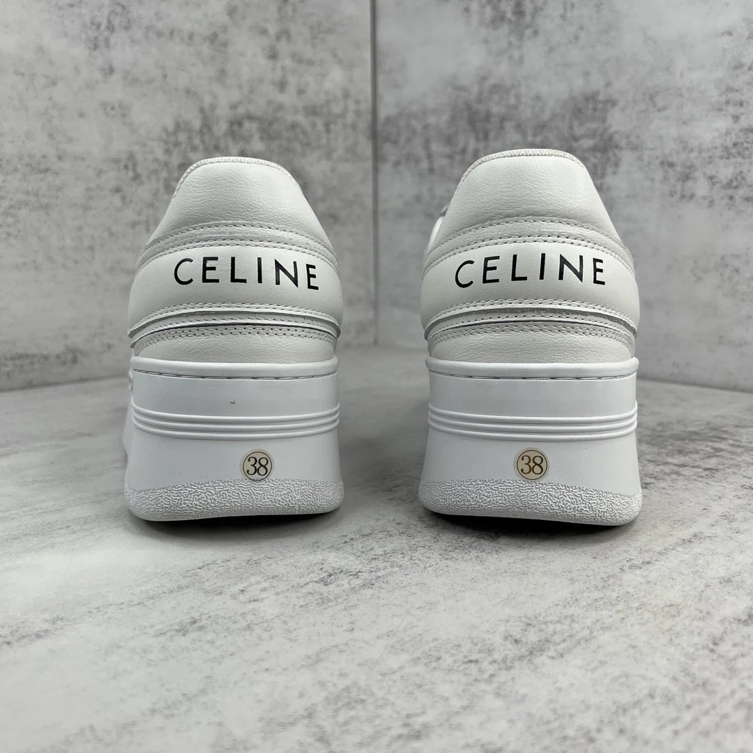 Platform Leather Sneakers Summer Casual Biscuit Sole Ivory - Gallery Image 5 - Detailed View