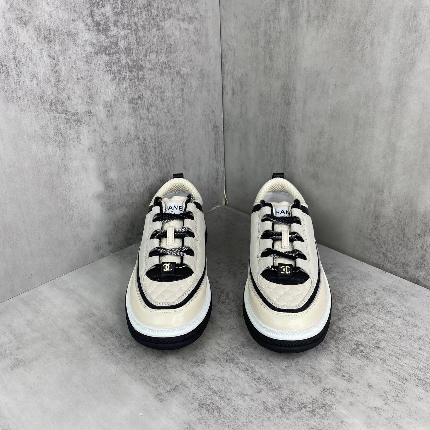 Luxury Leather Low Top Sneakers Panda Colorway - Gallery Image 4 - Detailed View