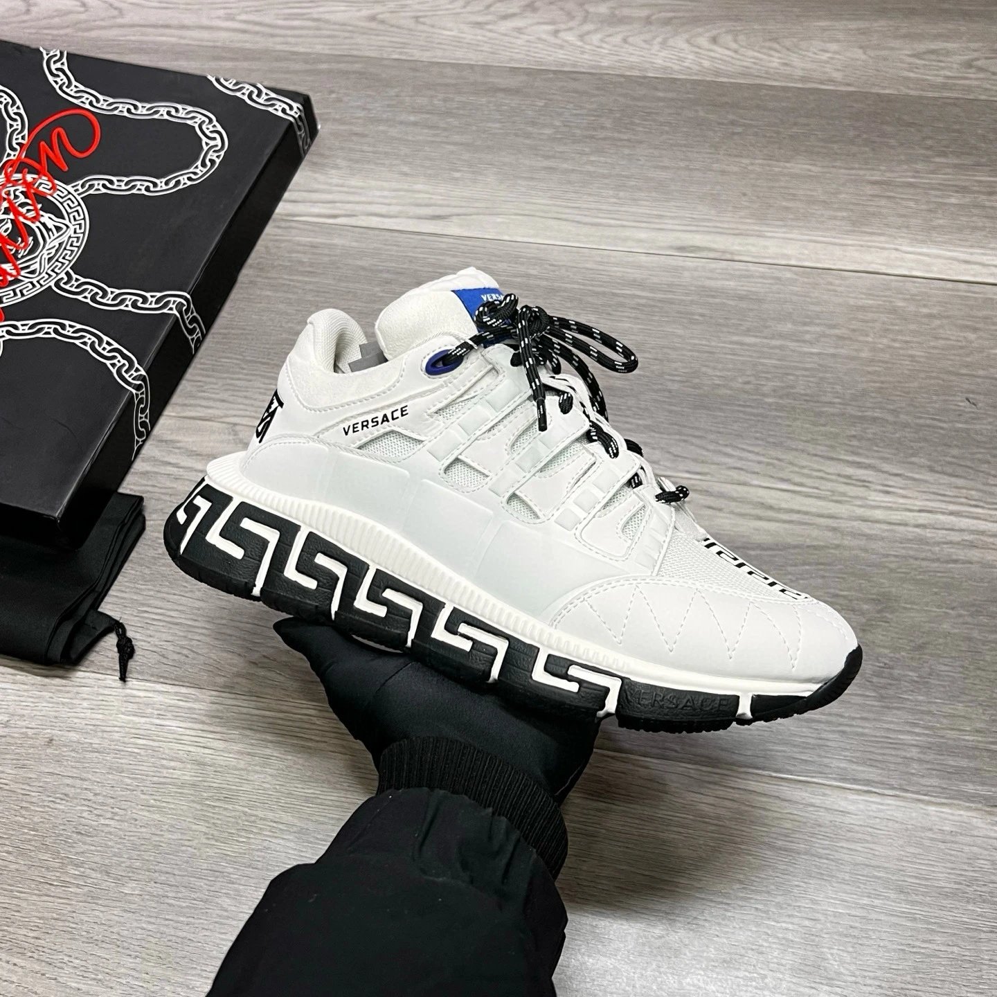 Luxury Leather Mesh Sneakers Ivory White - Gallery Image 1 - Detailed View