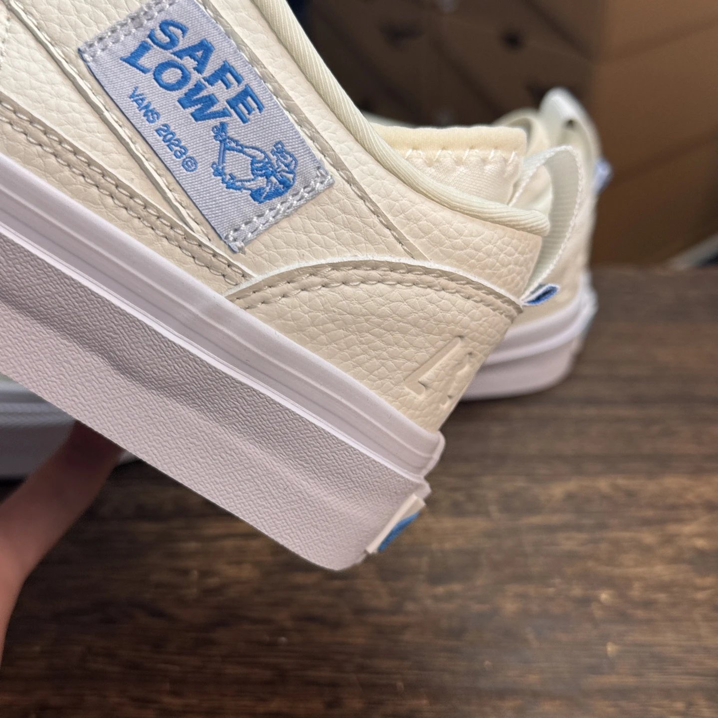 Low Top Leather Skate Shoes Ivory Blue - Gallery Image 5 - Detailed View