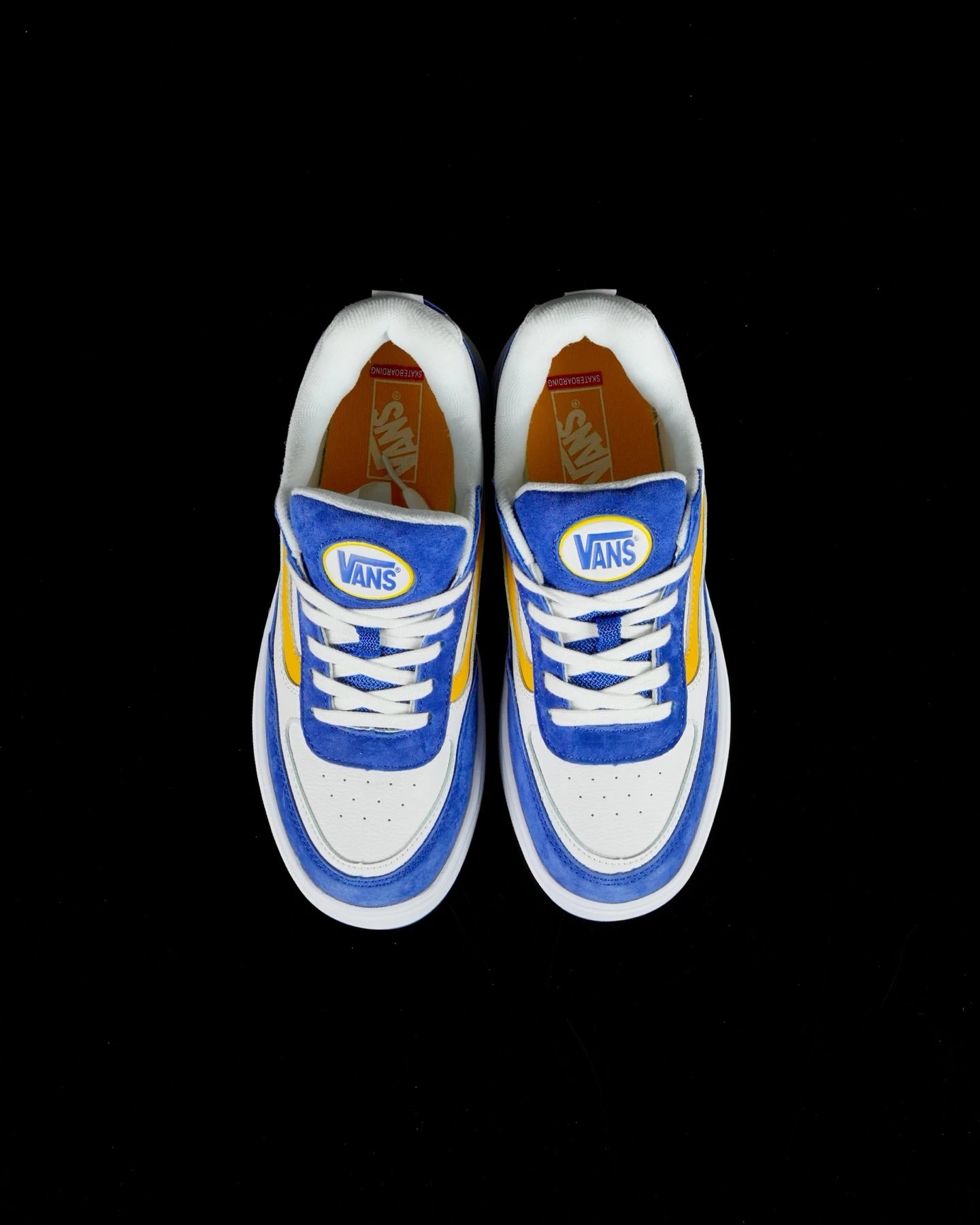 Retro Skate Suede Leather Sneakers Azure Yellow - Gallery Image 2 - Detailed View