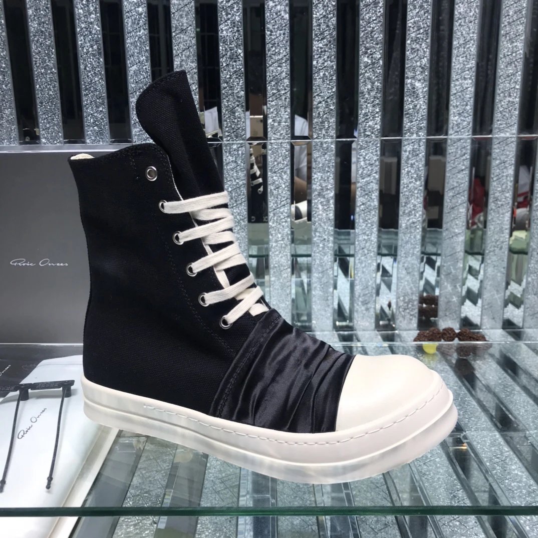 Rick Owens High-Top Pleated Sneakers Black - Rick Owens - Cnfans - $61.20