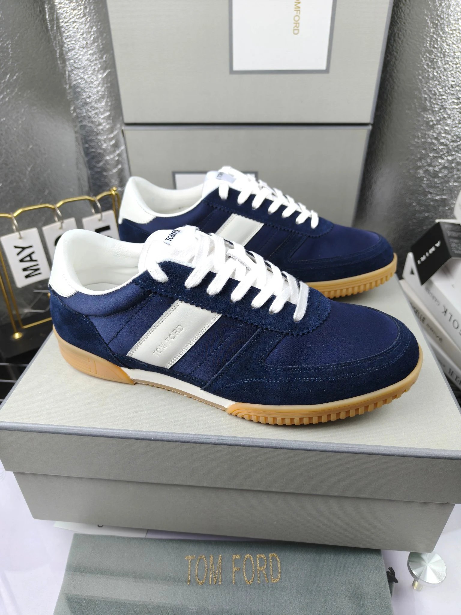 Retro Suede Sneaker Navy - Gallery Image 1 - Detailed View