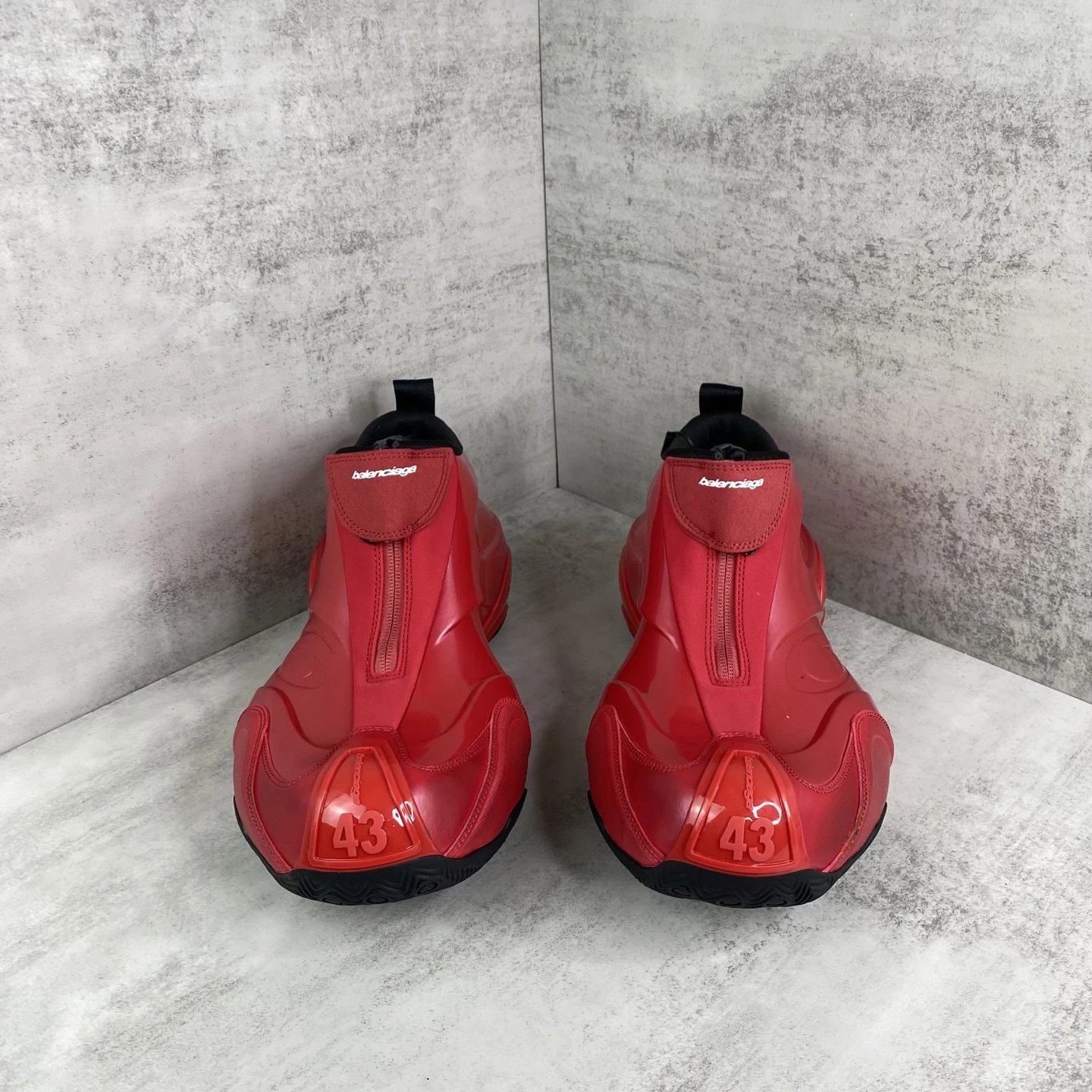 Retro Basketball Zip Sneakers Glossy Crimson Red - Gallery Image 4 - Detailed View