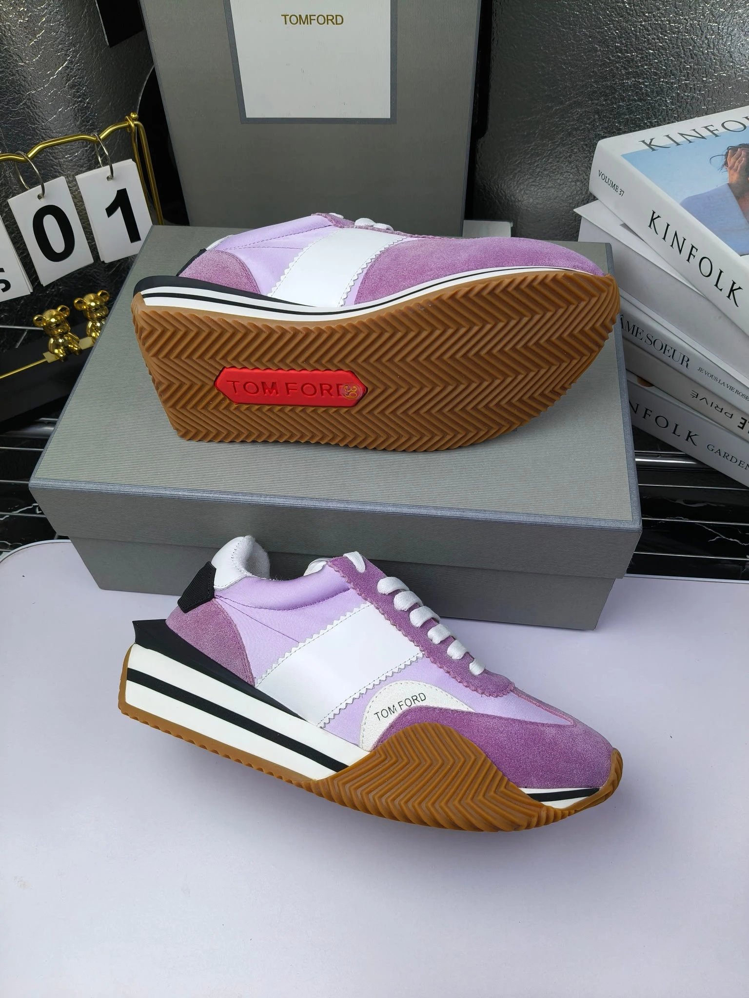 Retro Suede Leather Platform Sneakers Orchid Purple - Gallery Image 7 - Detailed View
