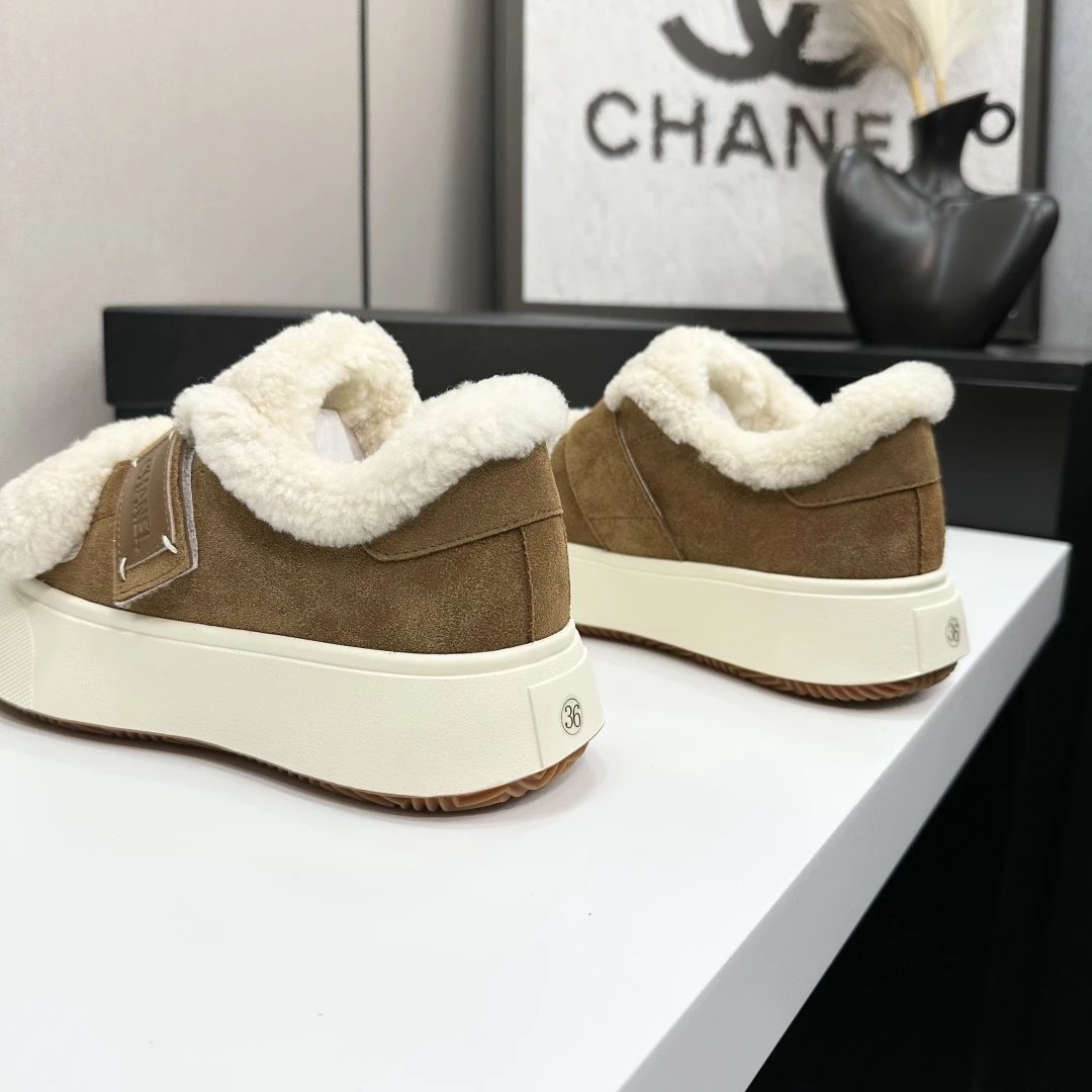 Chanel Shearling Panda Sneakers Brown - Gallery Image 7 - Detailed View