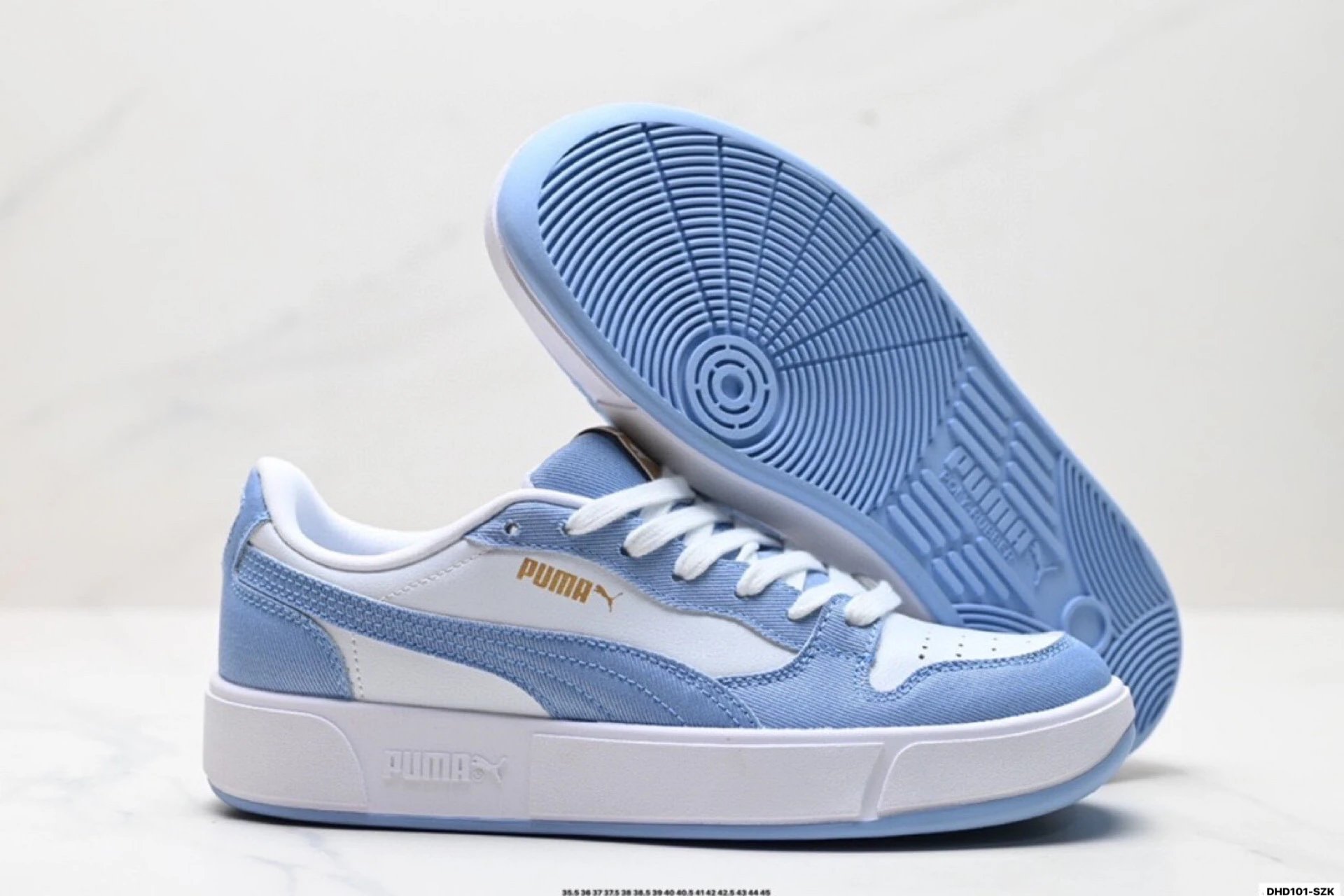 PUMA LX Court Low Denim Sneakers White Blue - Gallery Image 5 - Detailed View