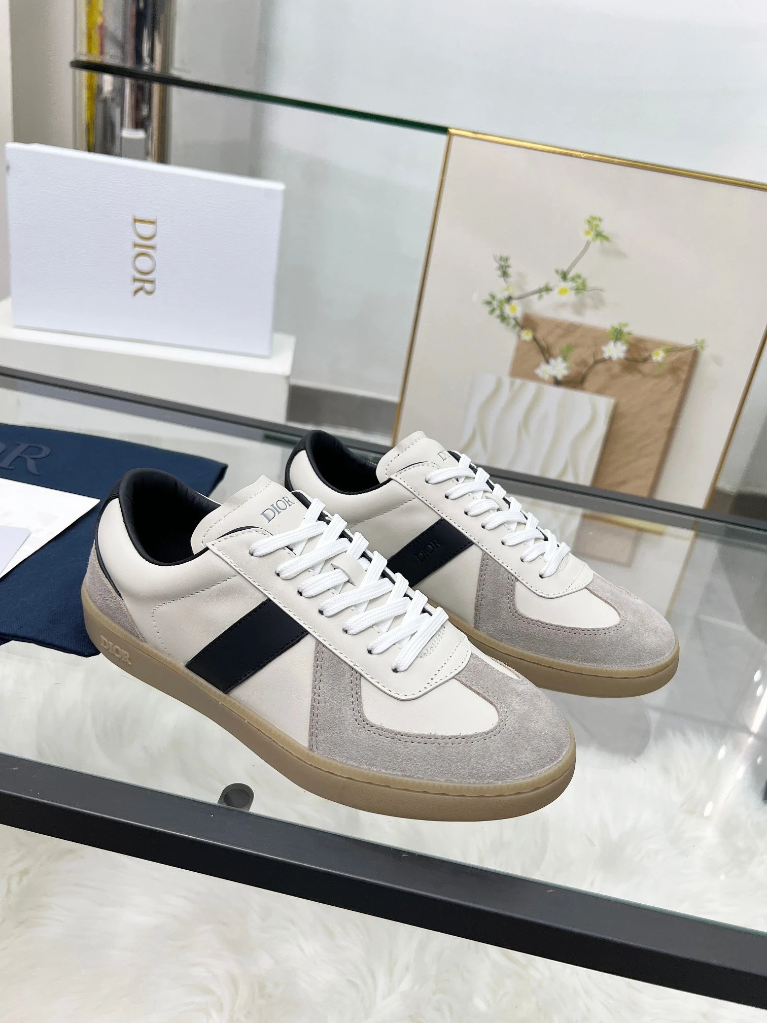 Dior B01 White Leather Sneakers Black - High Quality Product Image - Cnfans
