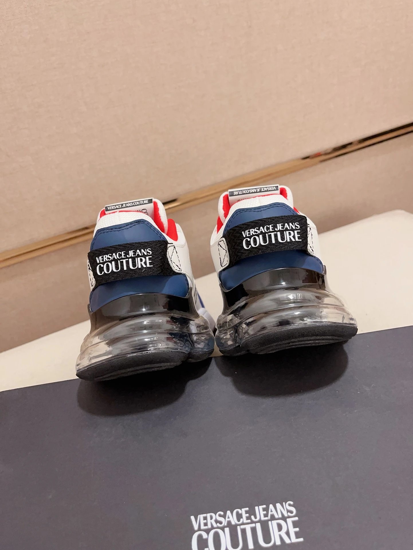 Luxury Leather Dad Sneakers White Sapphire - Gallery Image 8 - Detailed View