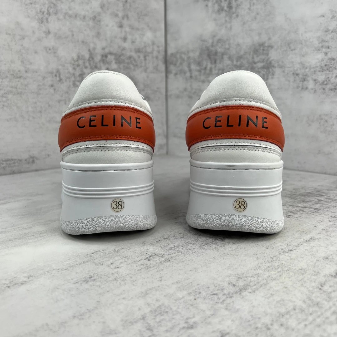 Platform Leather Cookie Sneakers Summer White Blaze Orange - Gallery Image 5 - Detailed View