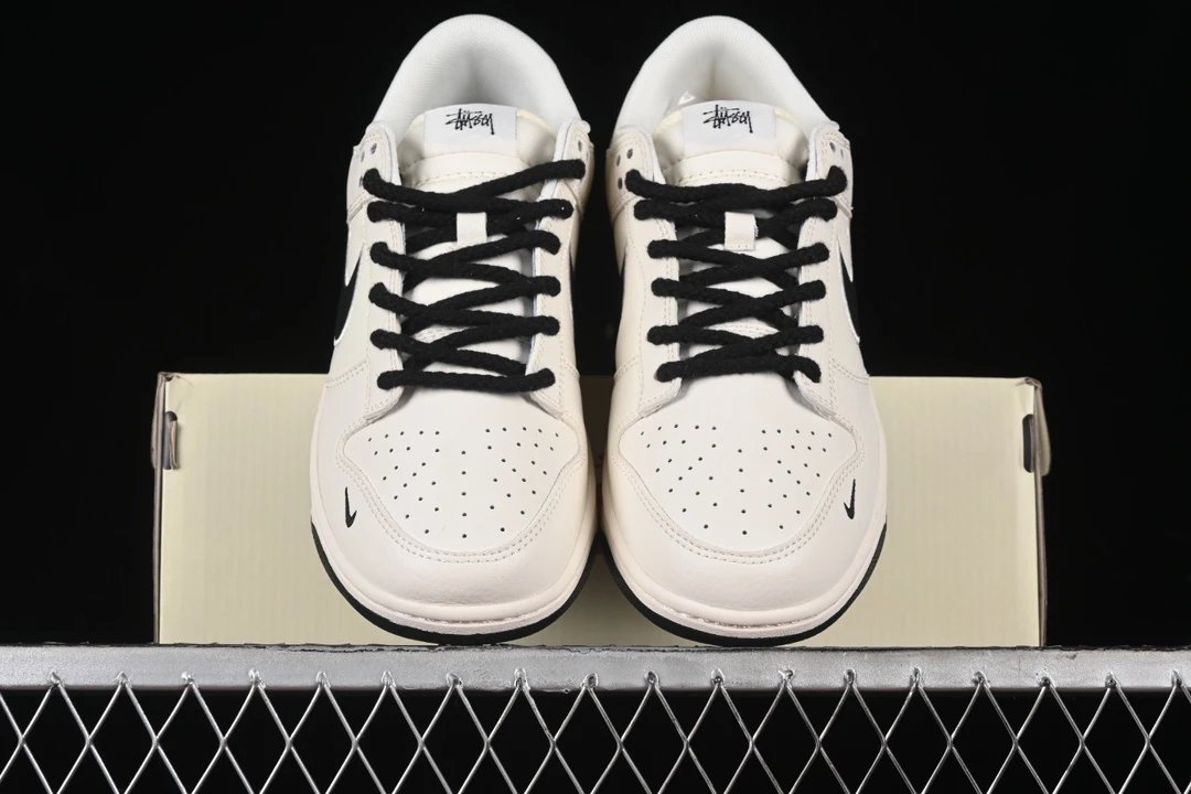 Limited Edition Leather Low-top Sneakers in Cream Noir - Gallery Image 4 - Detailed View