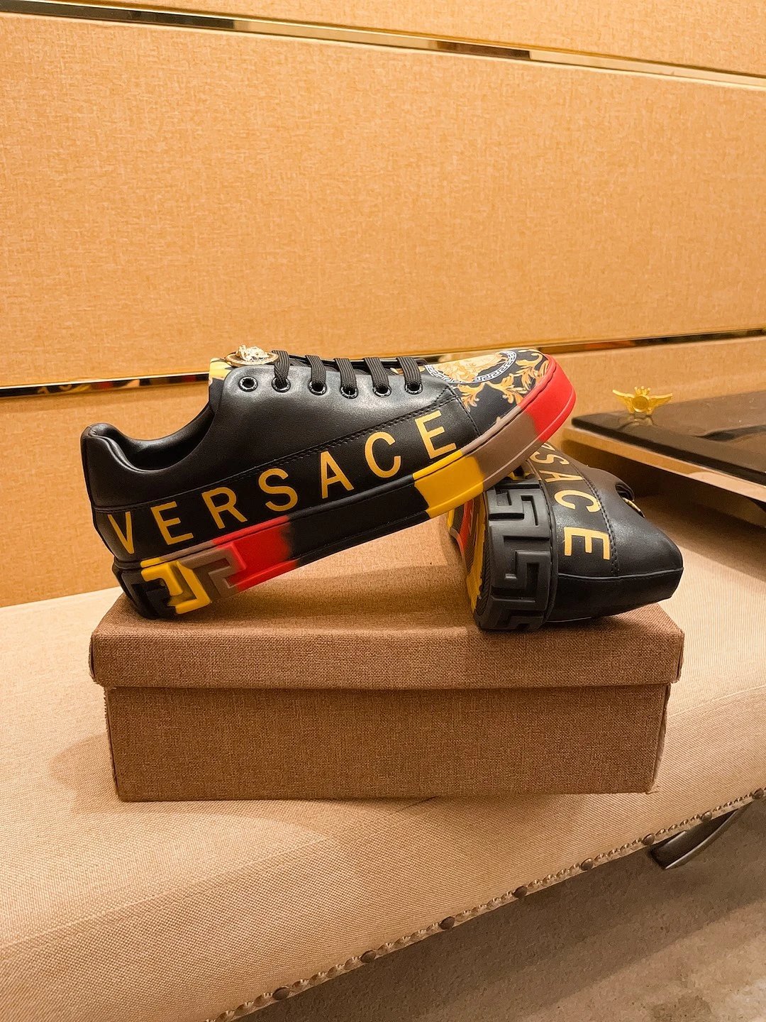 Baroque Leather Sneakers Multi-Tone - Gallery Image 2 - Detailed View