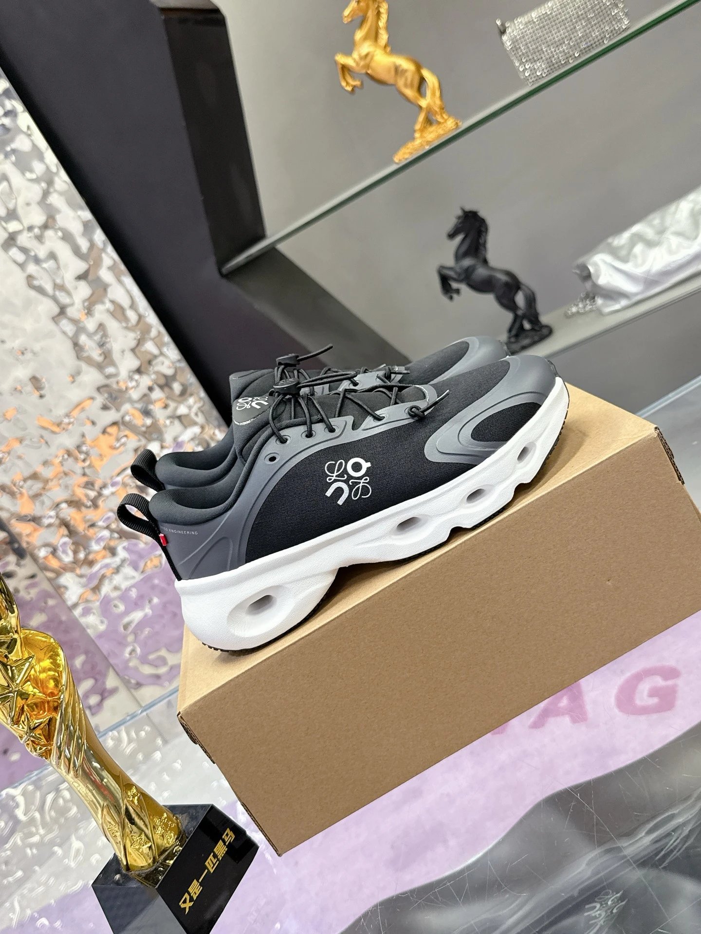 Loewe x On 3.0 Cloudventure Sneakers Black White - Gallery Image 3 - Detailed View
