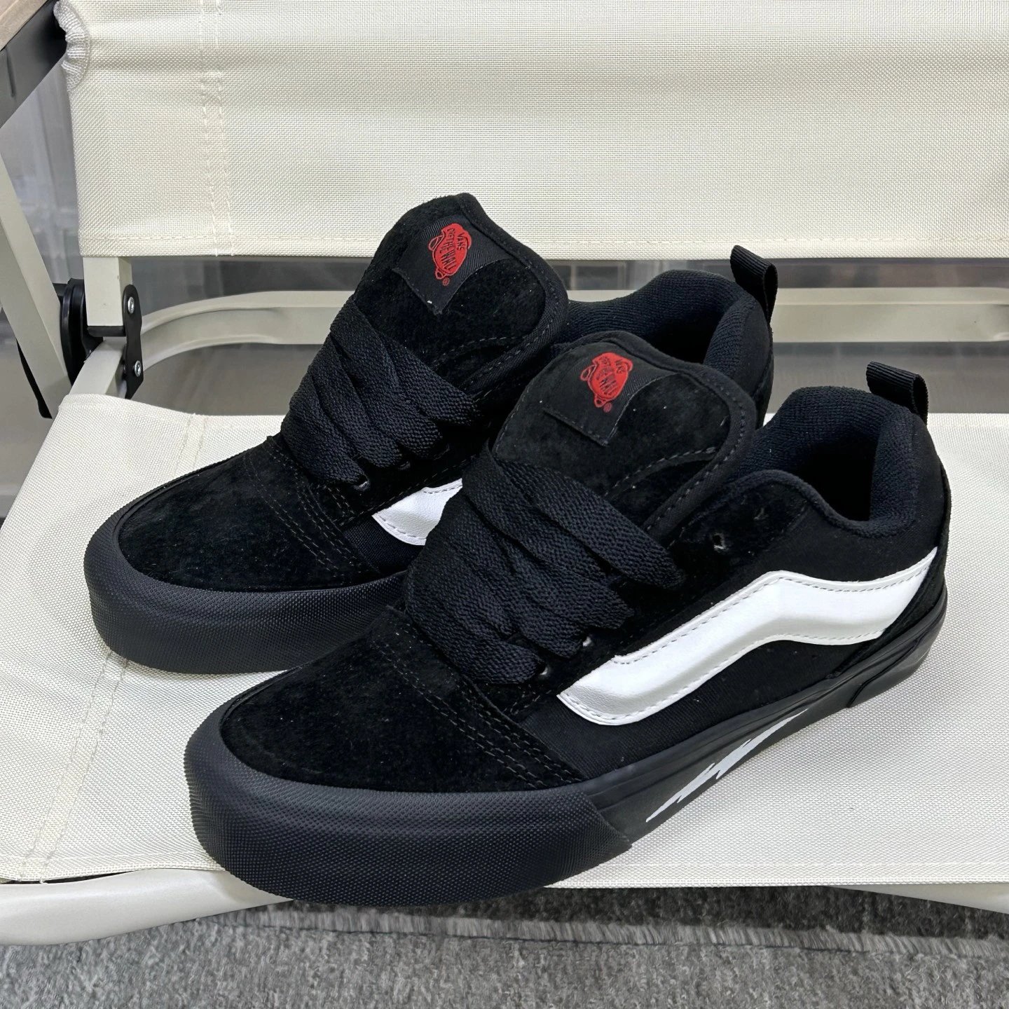 Knu Skool Low Top Skate Shoes Obsidian Black - Vans - Cnfans - $29.03