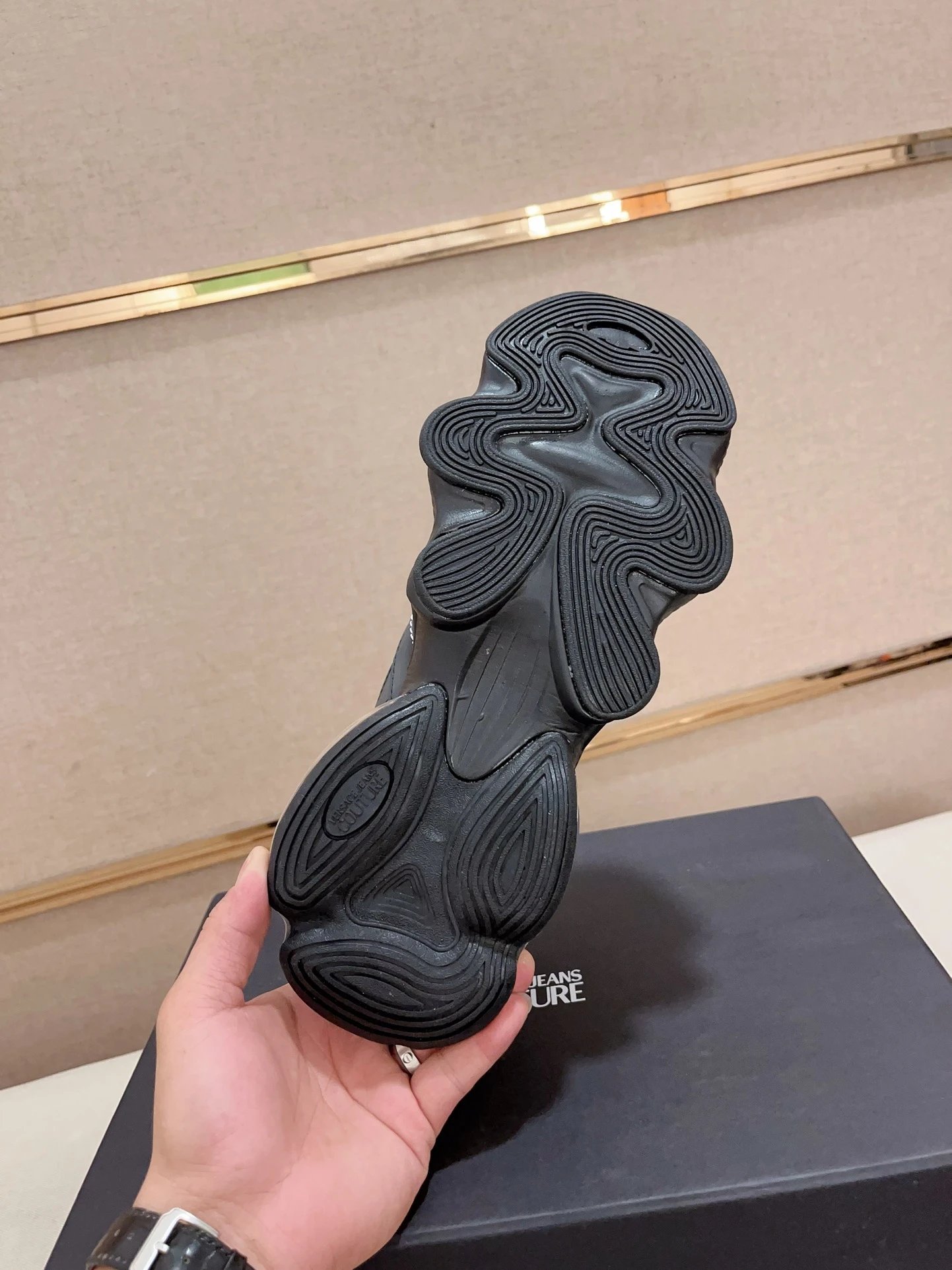 Luxury Mesh Leather Sneakers Onyx Black - Gallery Image 9 - Detailed View