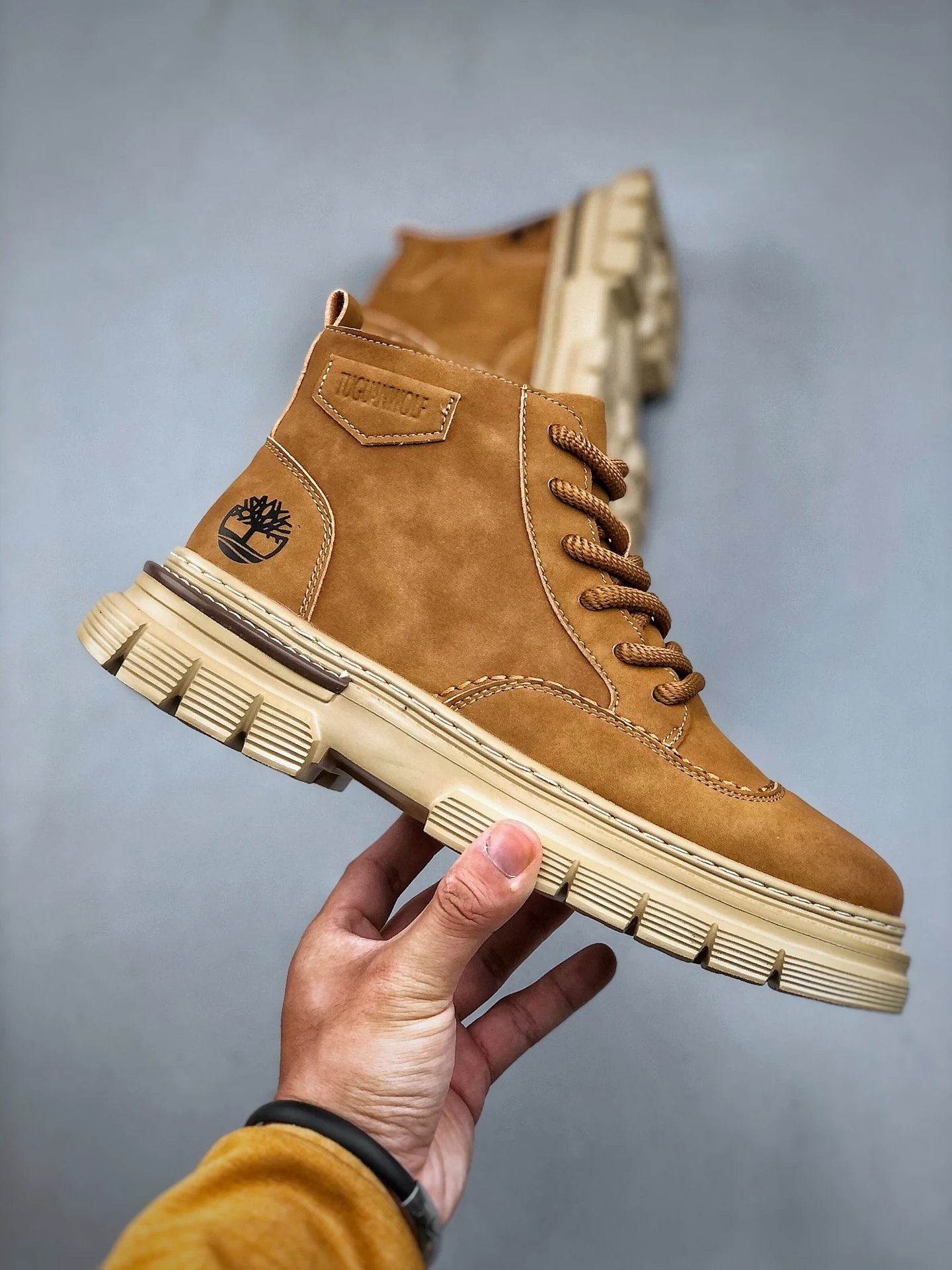 Winter Nubuck Work Boots Honey Brown - Gallery Image 4 - Detailed View