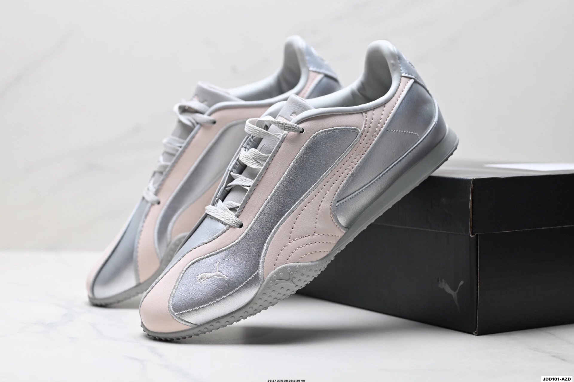PUMA Bella V2 Leather Sneakers Pink Grey - Gallery Image 8 - Detailed View