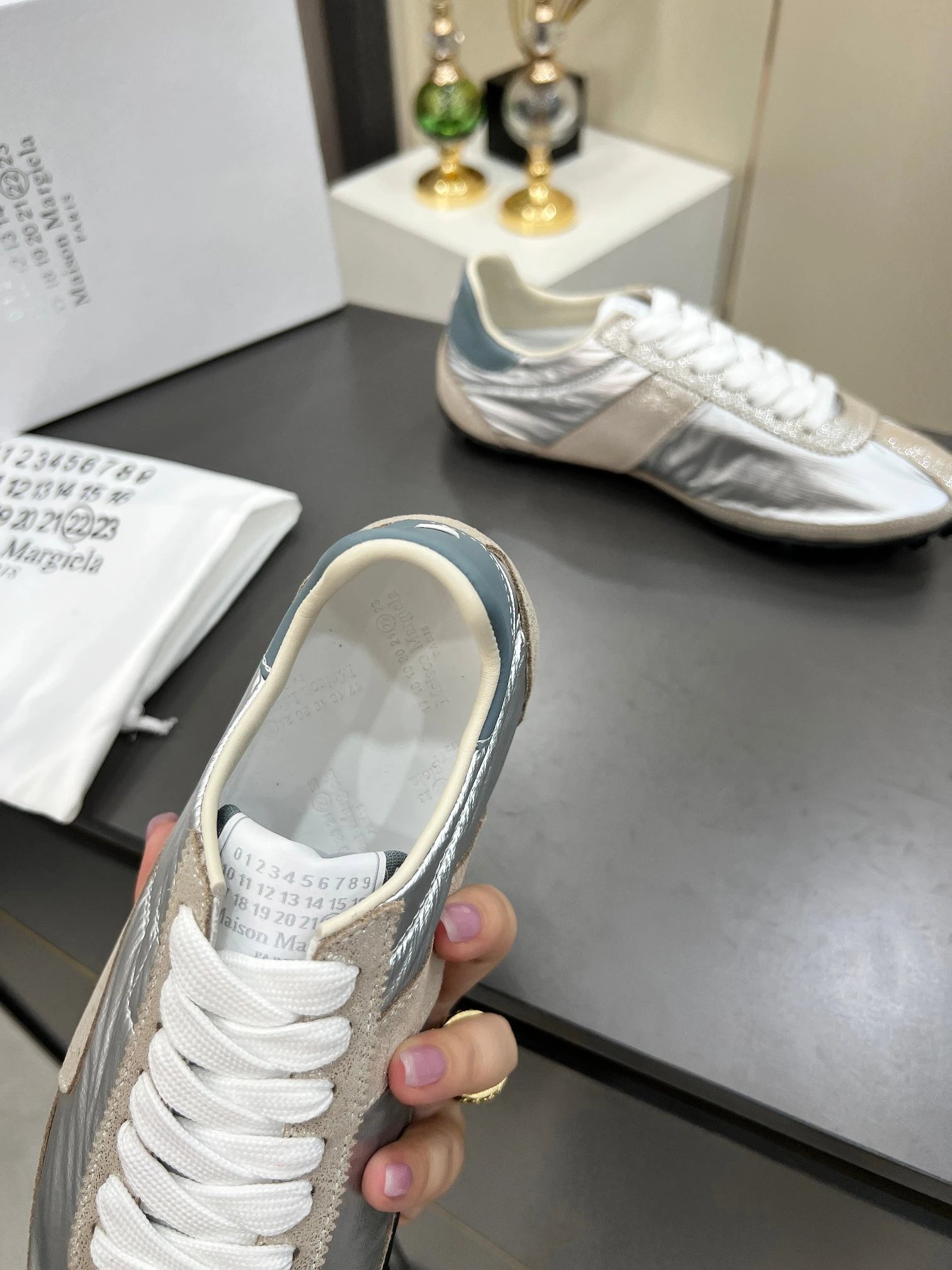 Maison Margiela MM6 Sinters Trainers Silver - Gallery Image 7 - Detailed View