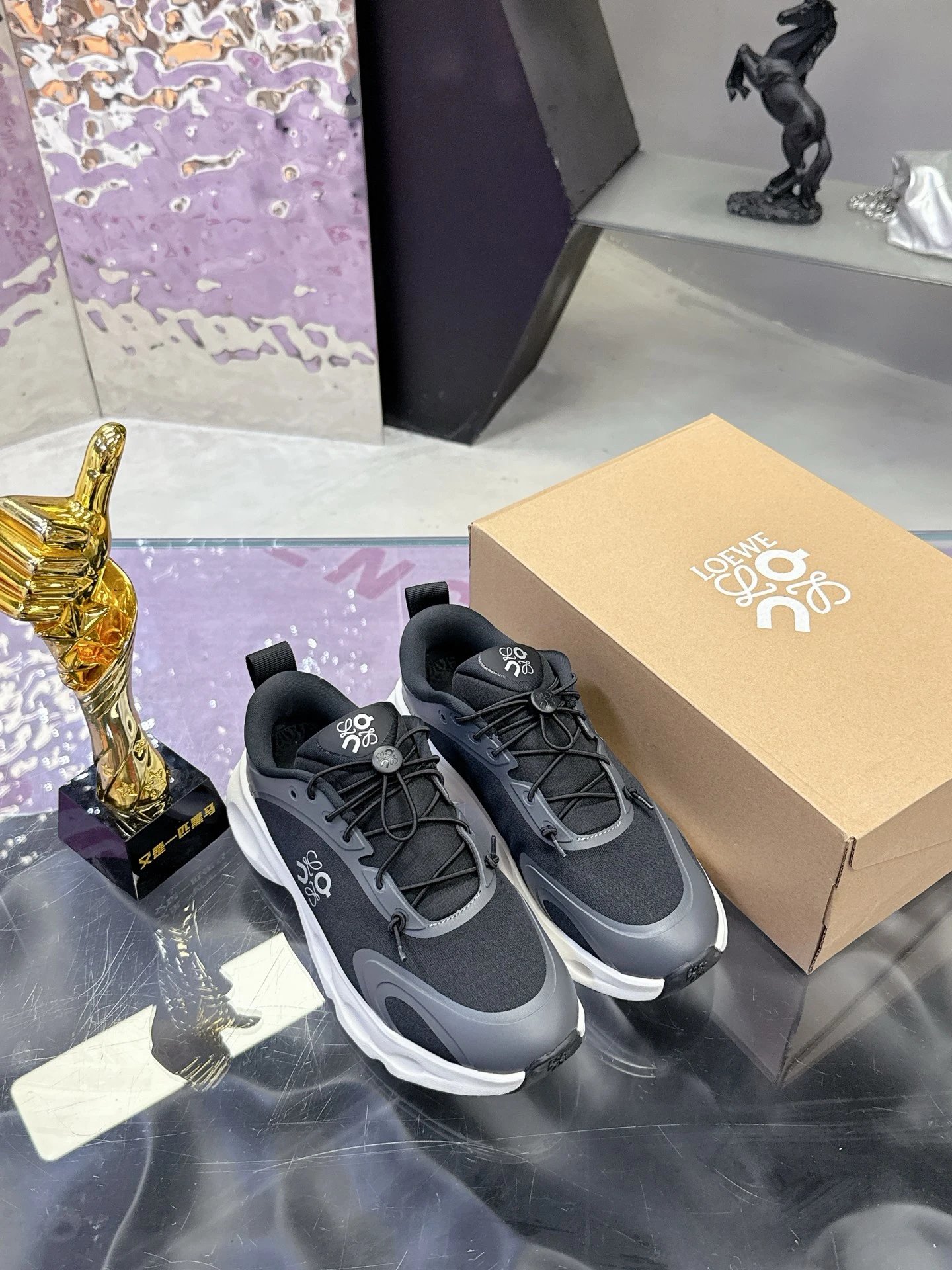 Loewe x On 3.0 Cloudventure Sneakers Black White - Gallery Image 7 - Detailed View