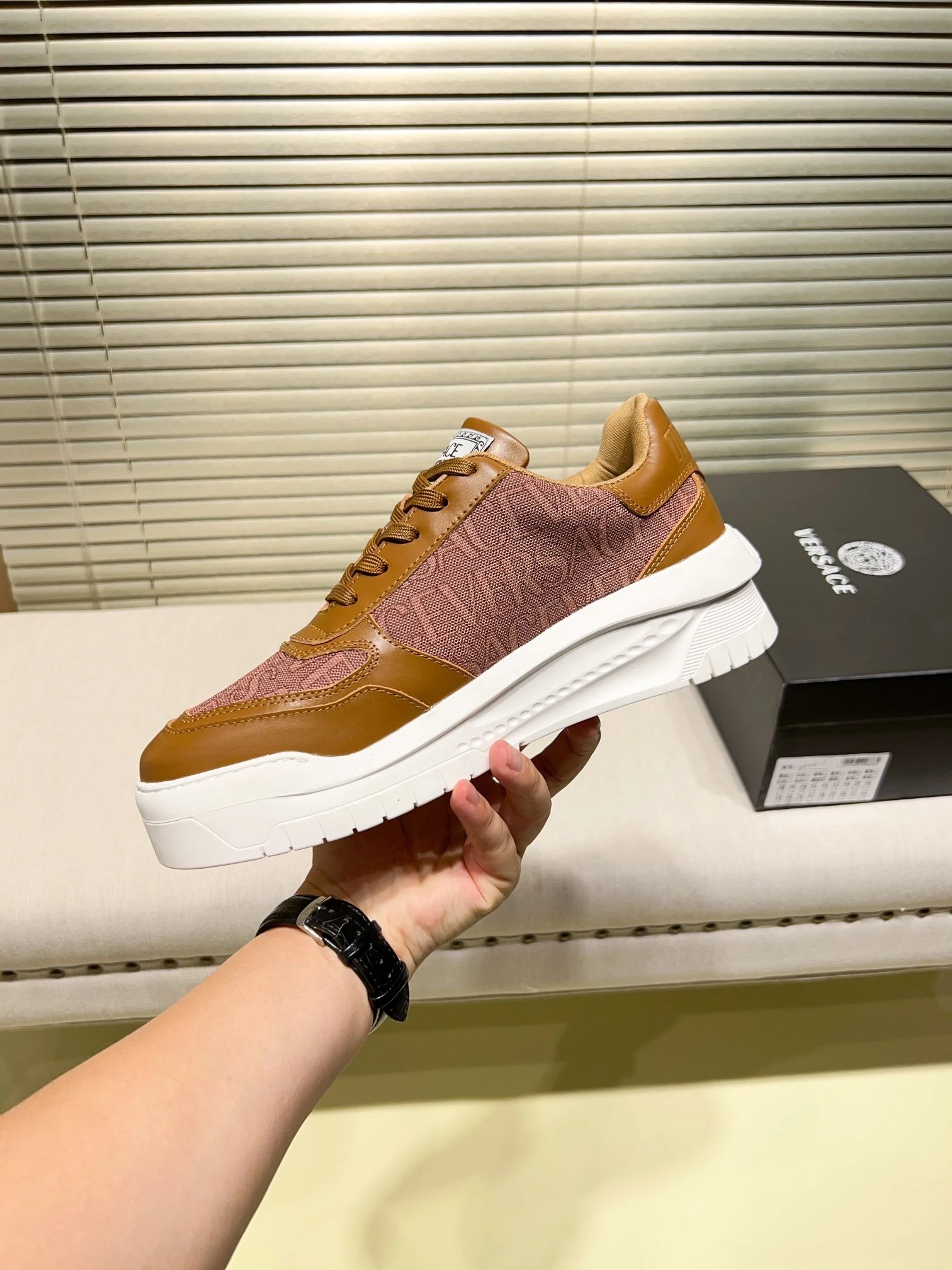 Grace Labyrinth Knit Sneakers Amber Brown - Gallery Image 7 - Detailed View