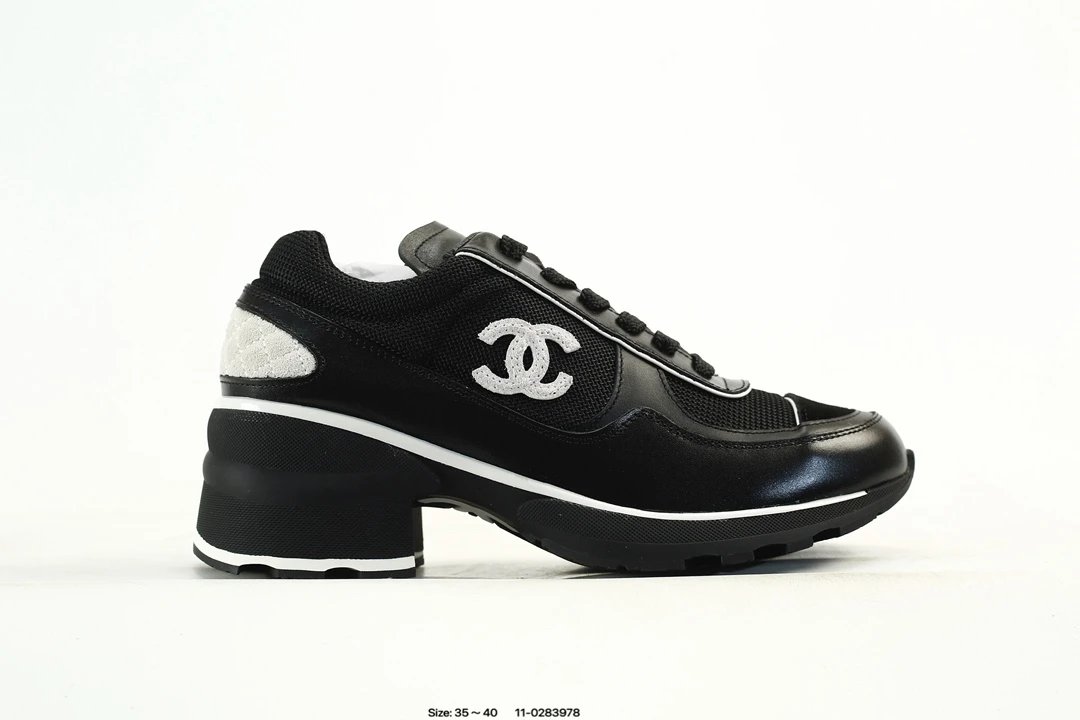 Women's Calfskin Lace-Up Low Top Chunky Sneakers Ebony Black - Gallery Image 1 - Detailed View