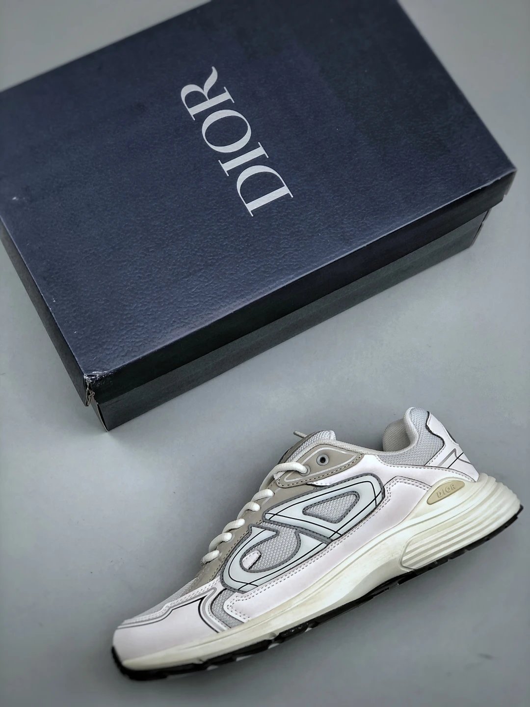 B30 Dad Sneakers Mesh Leather Retro Grey - Gallery Image 3 - Detailed View