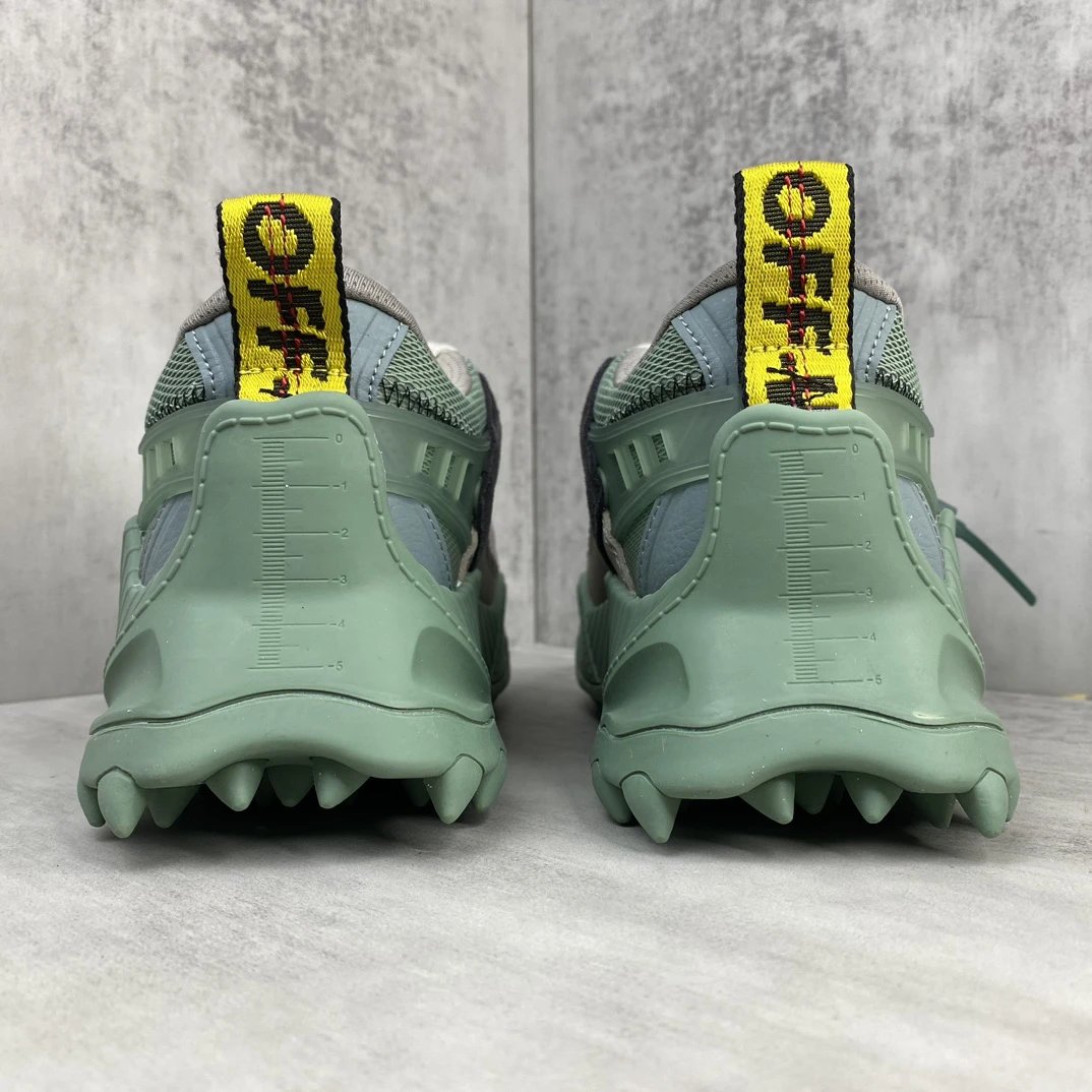 Trail Running Sneakers Oxford Leather Mesh Sage Green - Gallery Image 5 - Detailed View