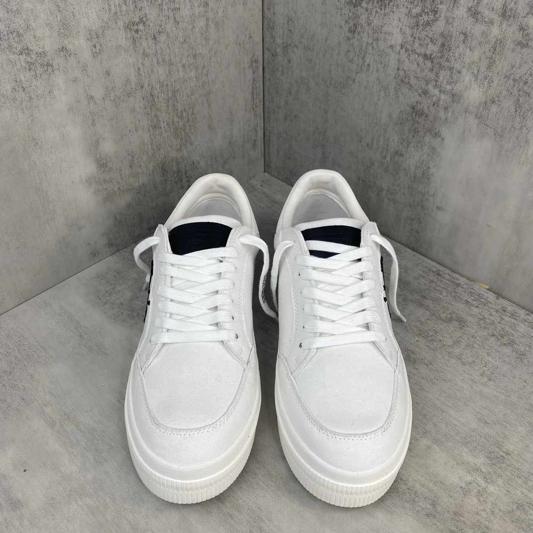 Low Vulcanized Canvas Sneakers Leather Lining Ivory - Gallery Image 4 - Detailed View