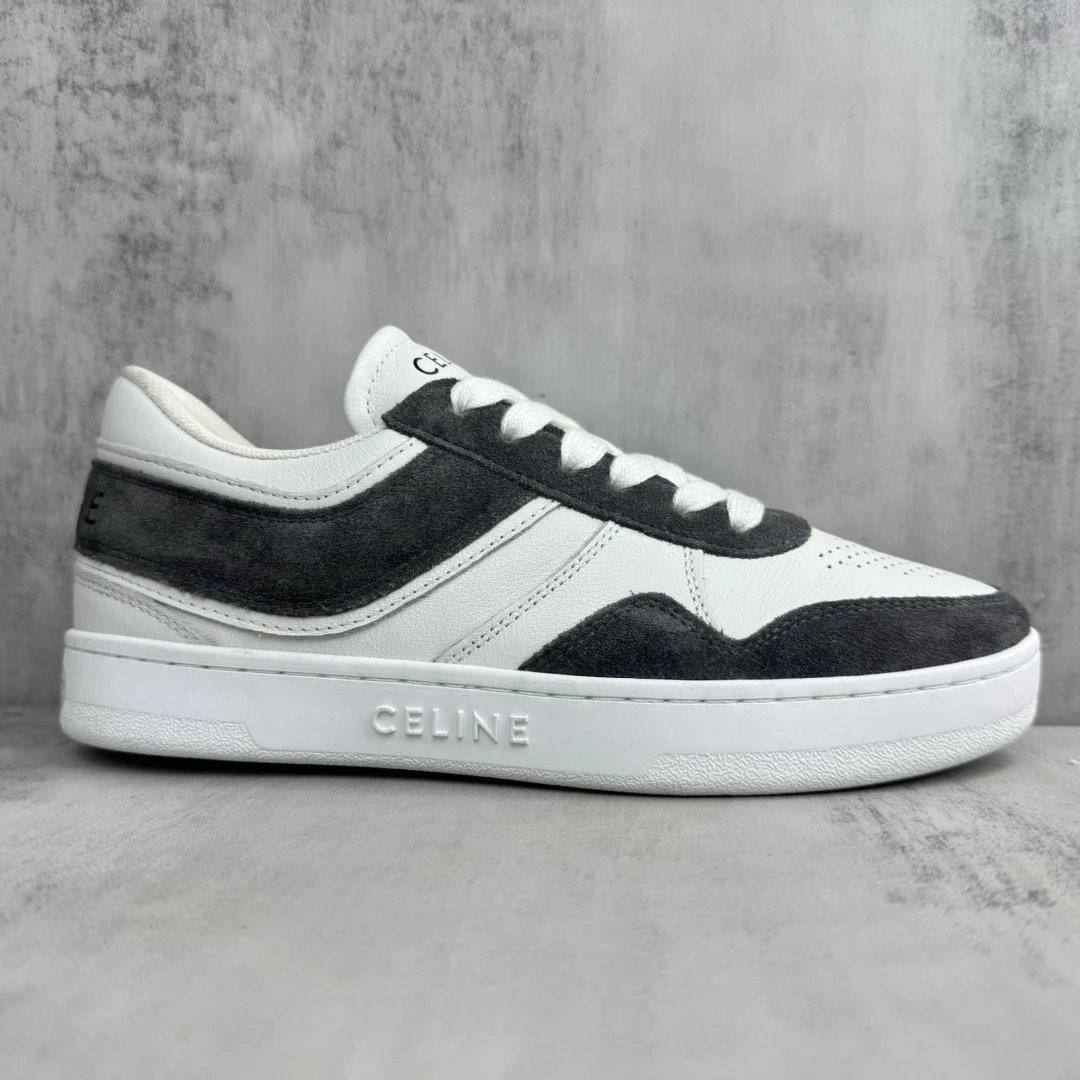 Unisex Leather Skate Sneakers with Suede Trim Charcoal - Gallery Image 6 - Detailed View
