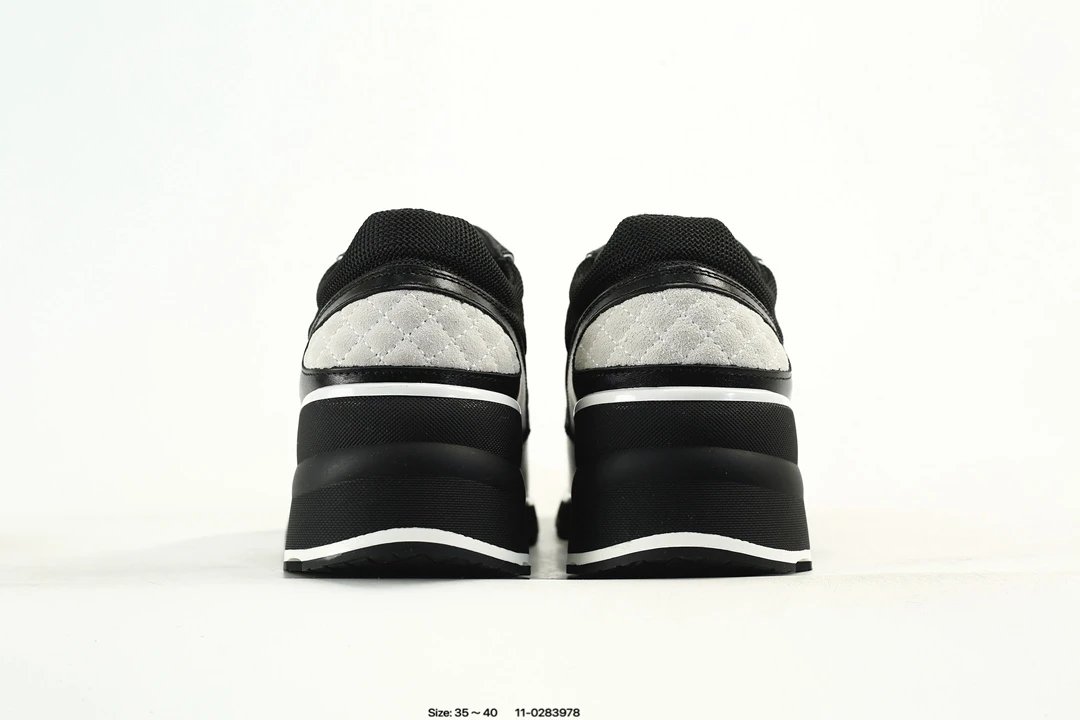 Women's Calfskin Lace-Up Low Top Chunky Sneakers Ebony Black - Gallery Image 7 - Detailed View