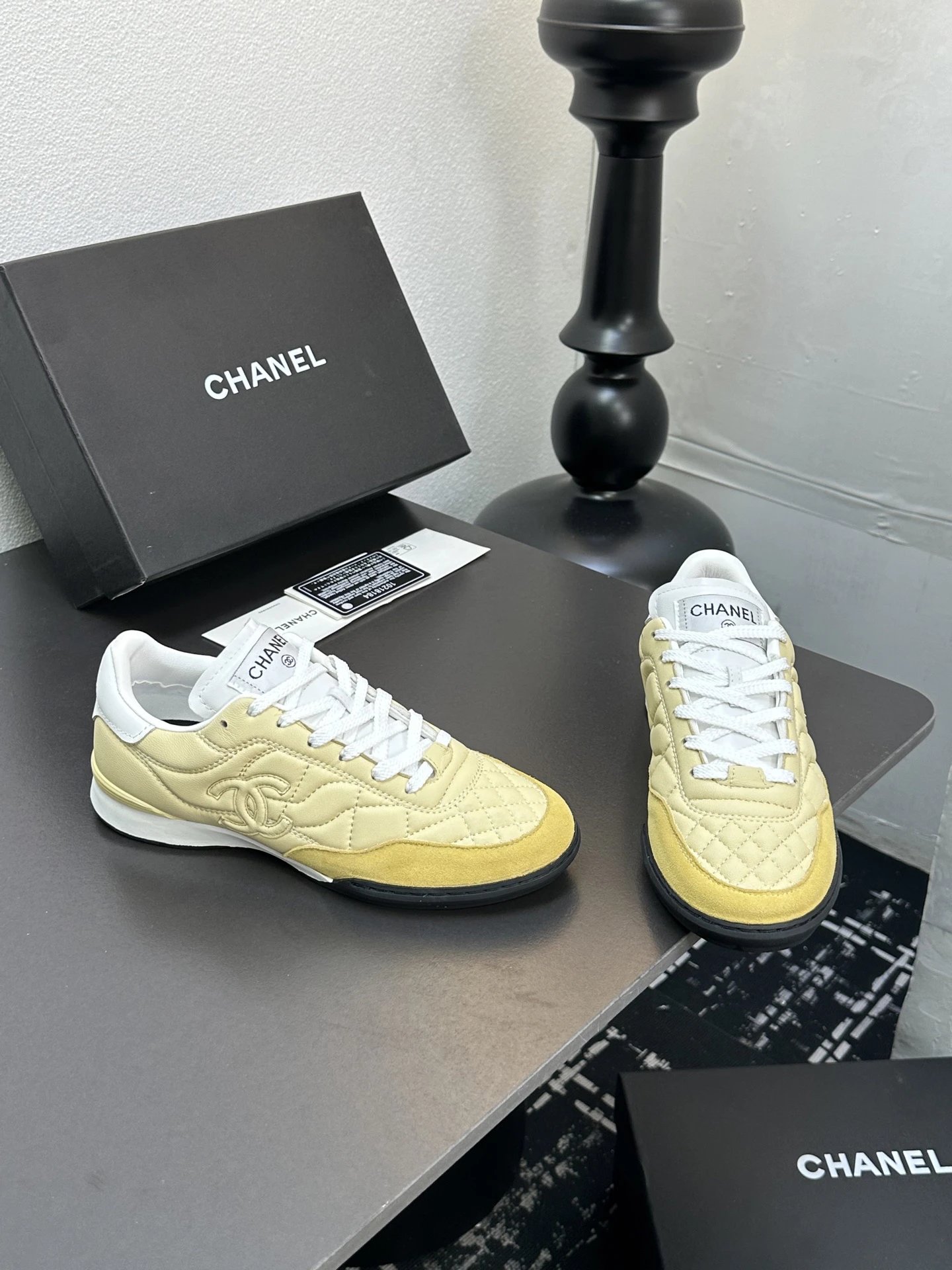 Chanel Quilted Baseball Shoes Yellow - Gallery Image 4 - Detailed View