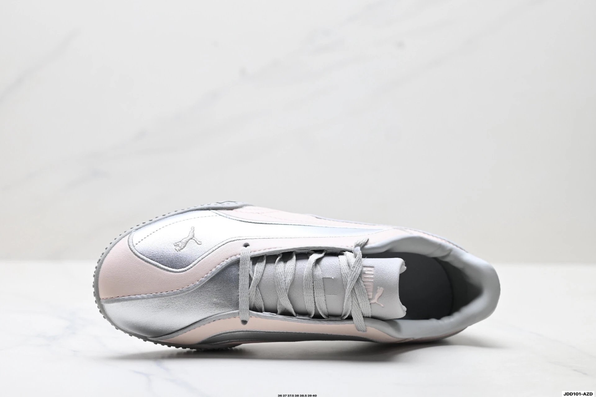 PUMA Bella V2 Leather Sneakers Pink Grey - Gallery Image 2 - Detailed View