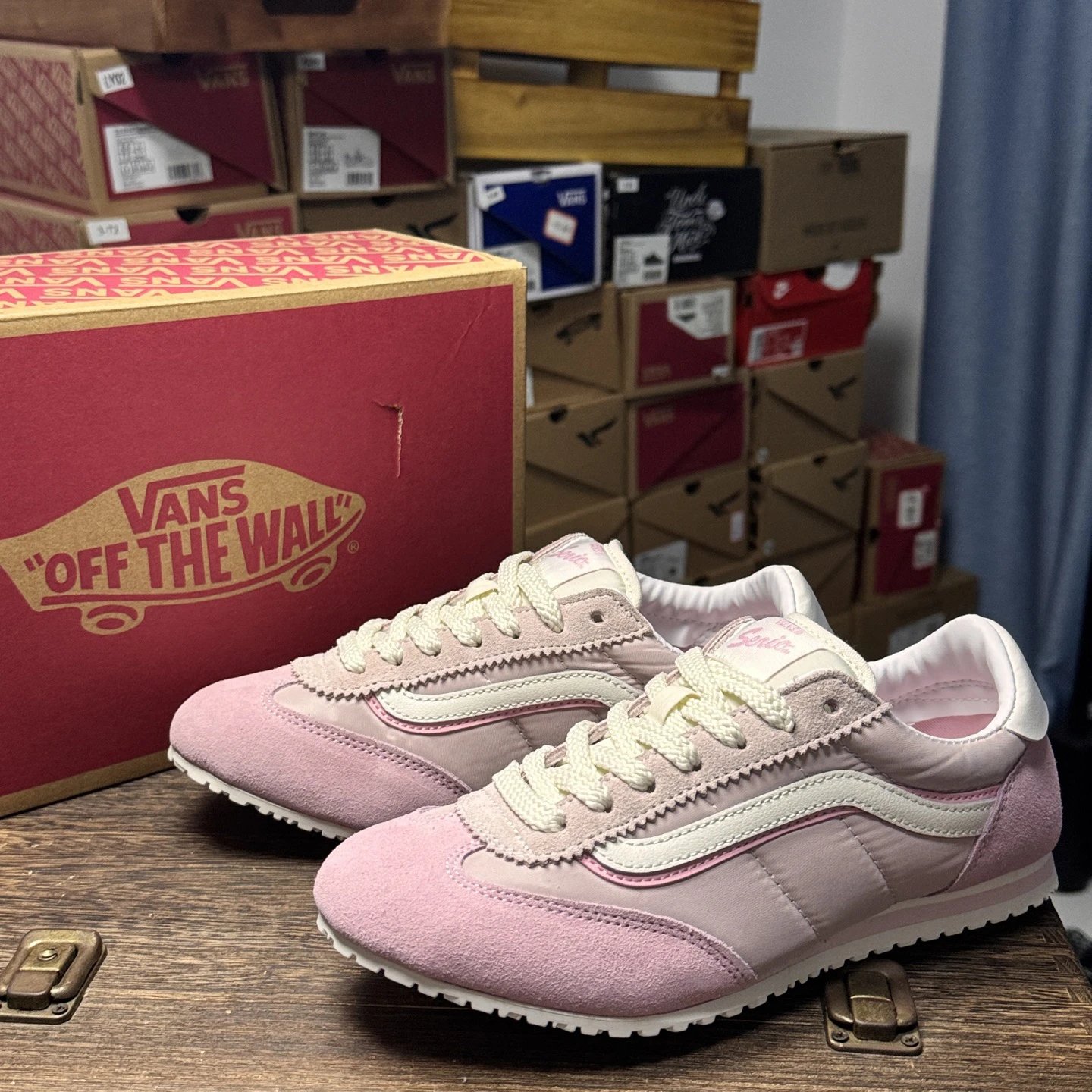 Retro Suede Nylon Low Sneakers Blush Pink - Gallery Image 9 - Detailed View