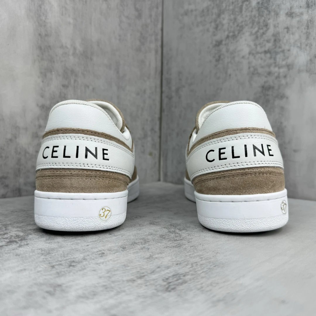 Unisex Low Top Skate Sneakers Leather Suede Warm Taupe - Gallery Image 5 - Detailed View