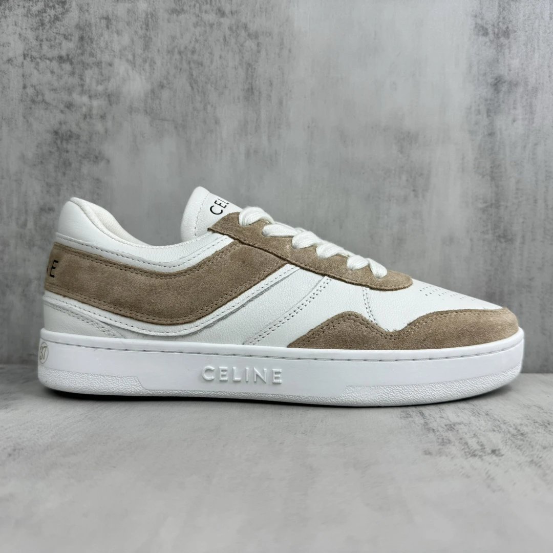 Unisex Trainer Skate Sneakers Leather Suede Ivory Beige - Gallery Image 6 - Detailed View