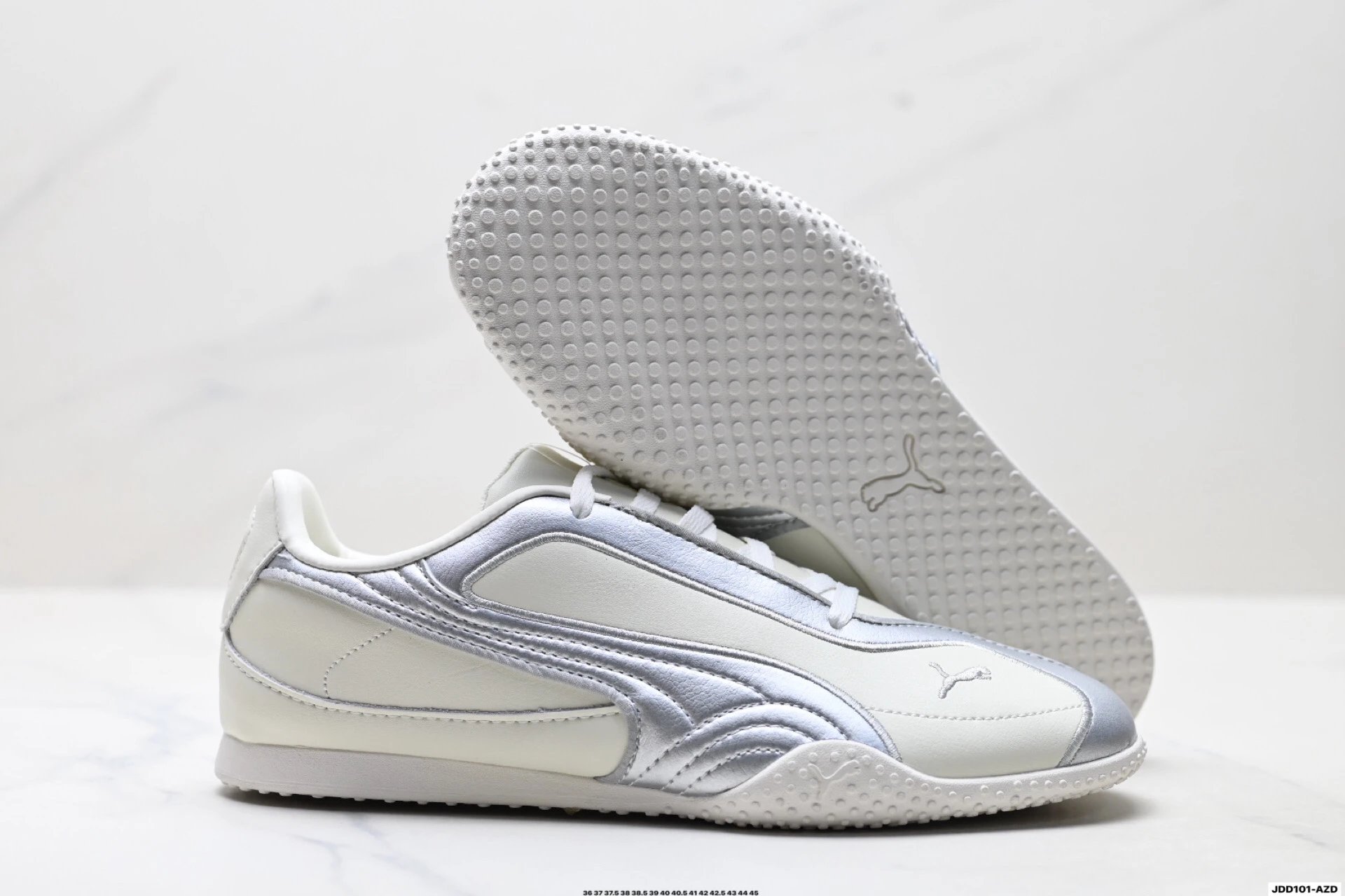 PUMA Bella V2 Leather Sneakers Silver White - Gallery Image 5 - Detailed View