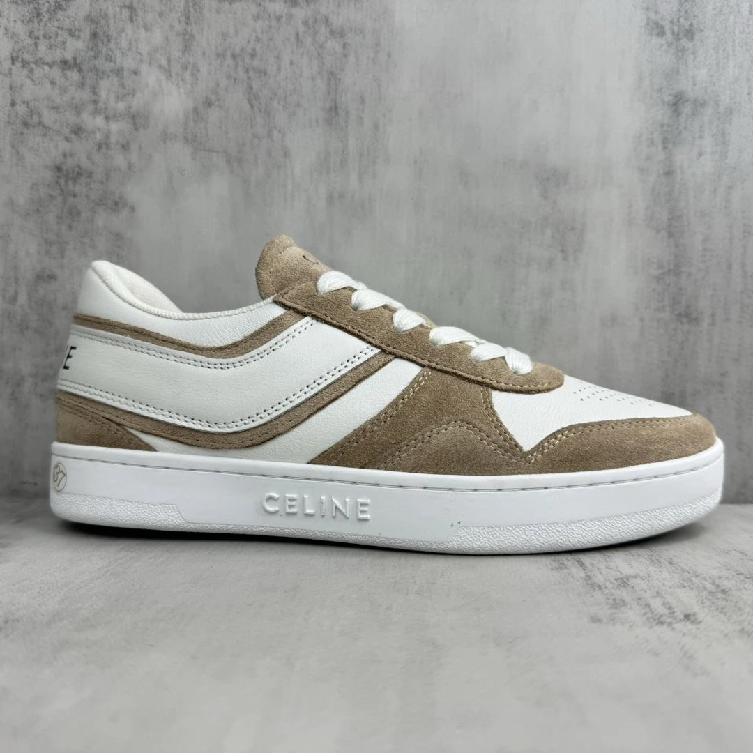 Unisex Low Top Skate Sneakers Leather Suede Warm Taupe - Gallery Image 6 - Detailed View