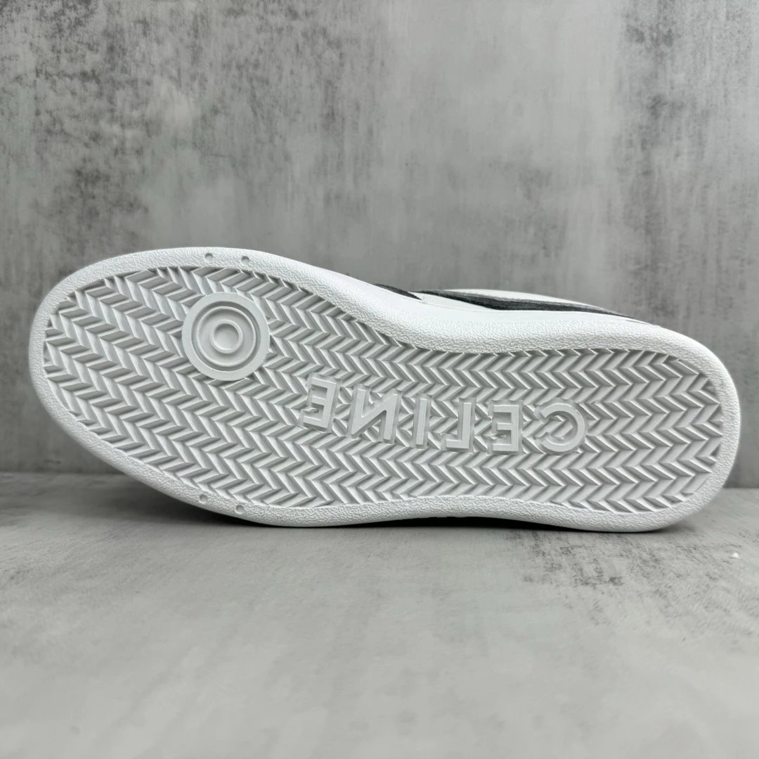 Unisex Leather Skate Sneakers with Grey Charcoal Trim - Gallery Image 8 - Detailed View