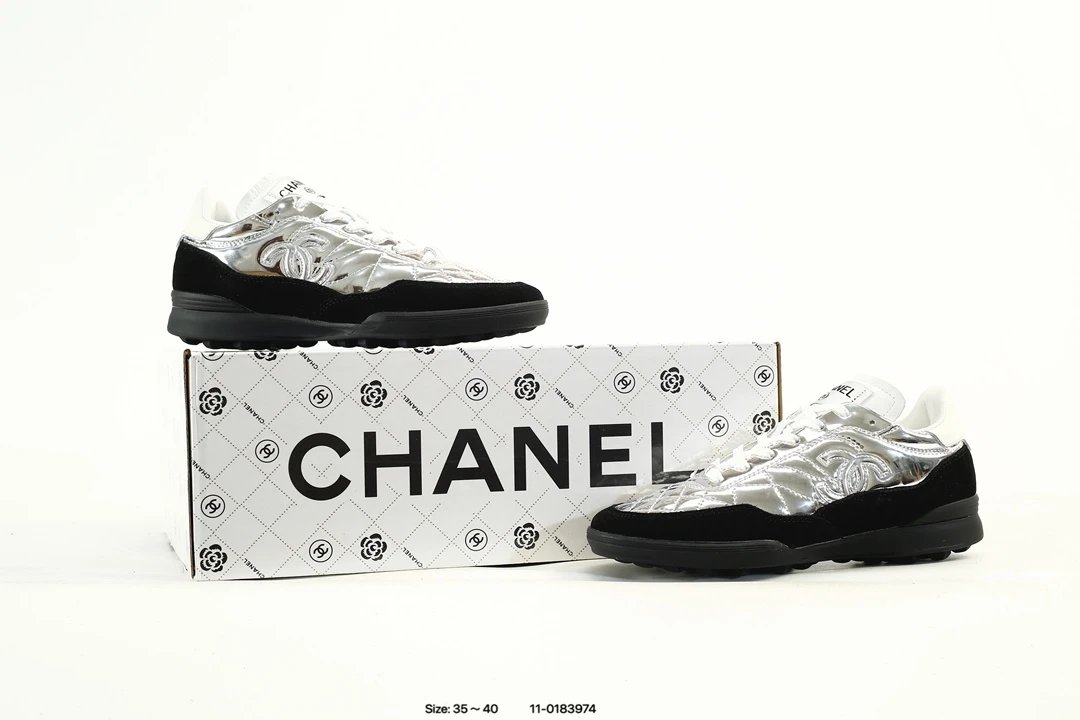 Luxury Calfskin Low Top Sneakers Metallic Silver - Gallery Image 9 - Detailed View