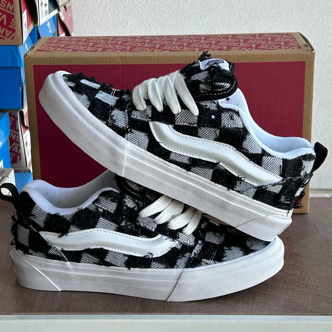 Plaid Canvas Low Top Sneakers Ebony Check - Gallery Image 3 - Detailed View